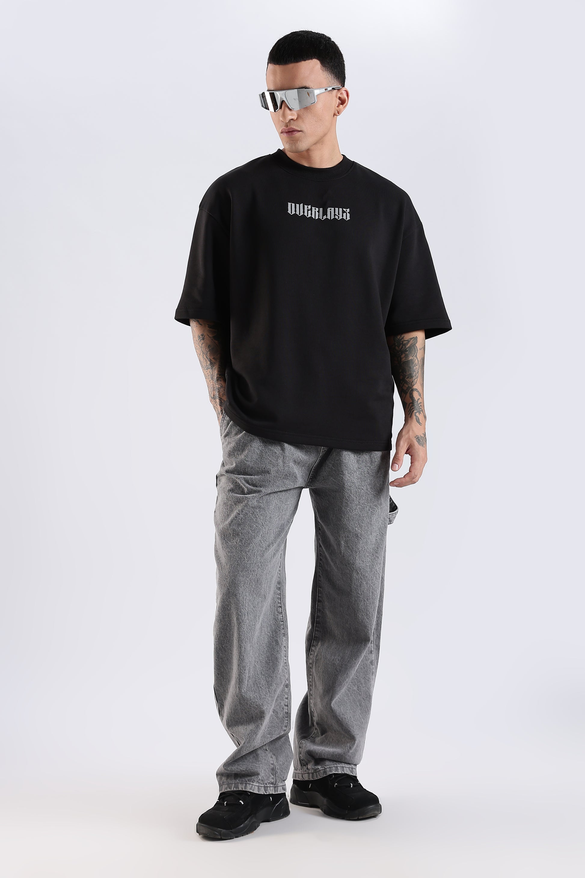 Shield Wings Black Oversized Fit T-Shirt