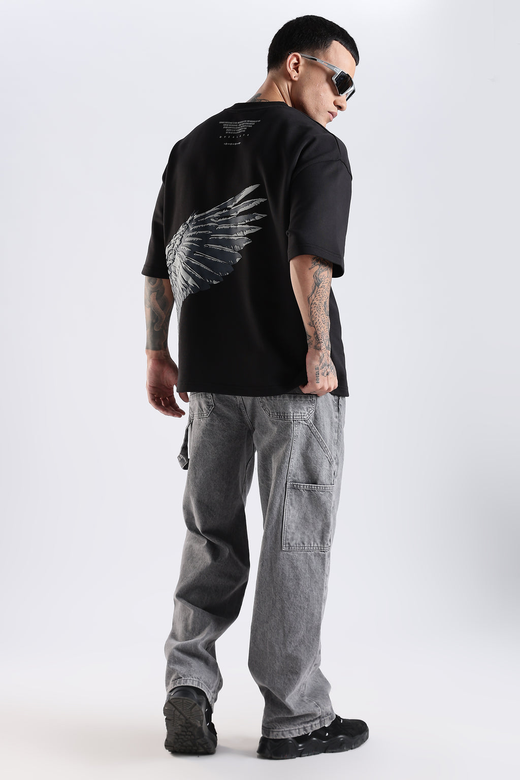 Shield Wings Black Oversized Fit T-Shirt