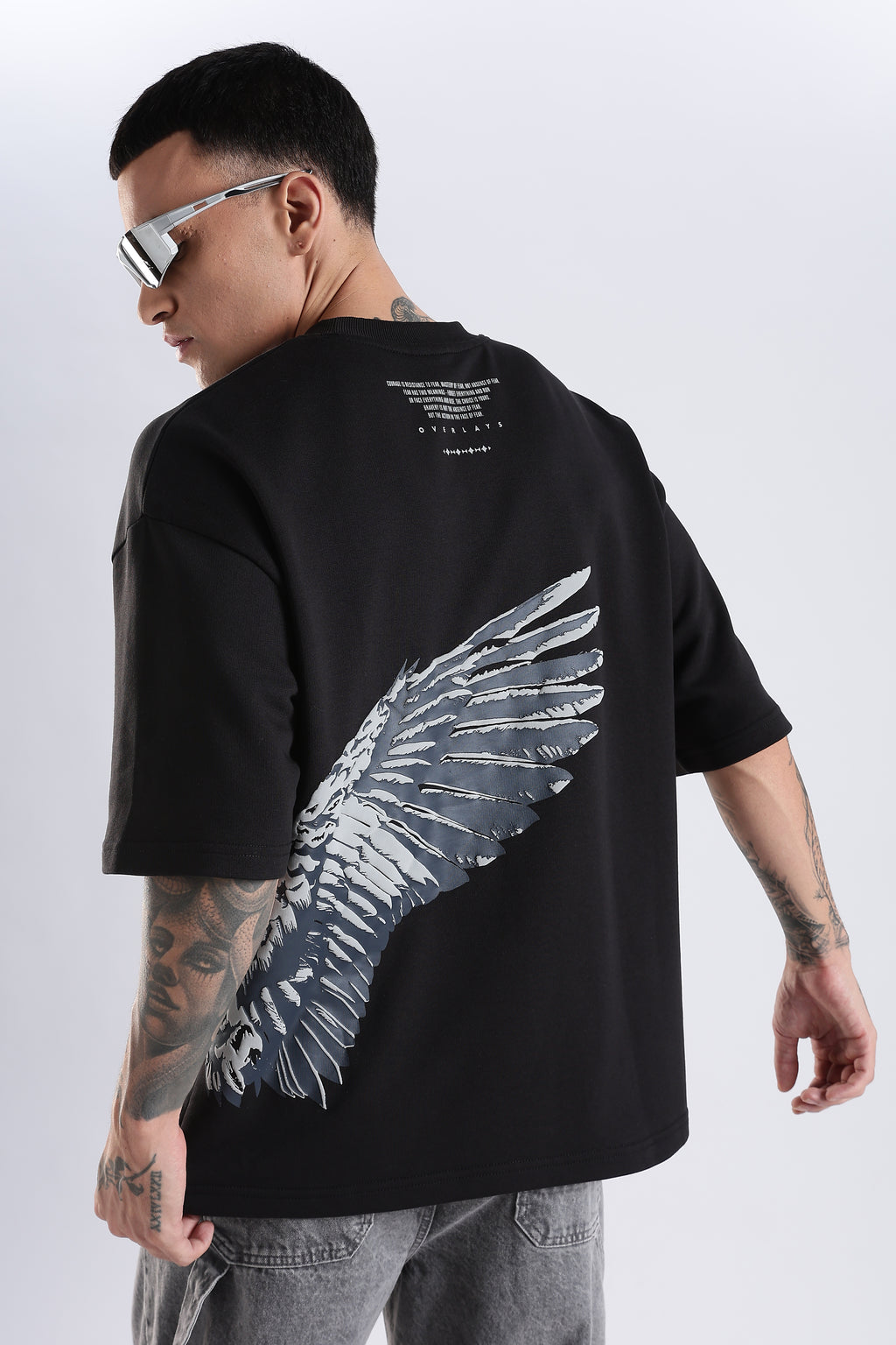 Shield Wings Black Oversized Fit T-Shirt