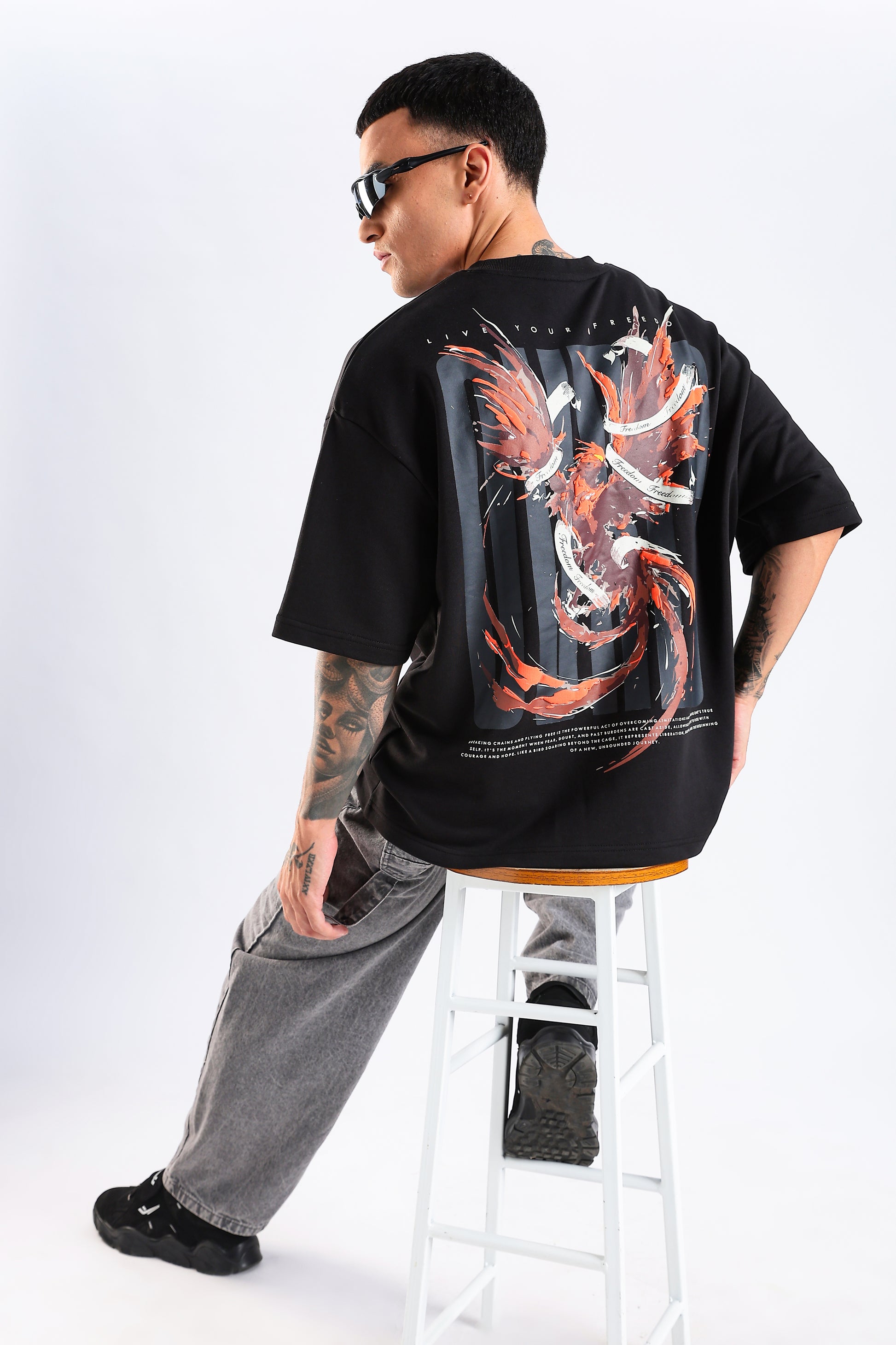 Liberty Black Oversized Fit T-Shirt