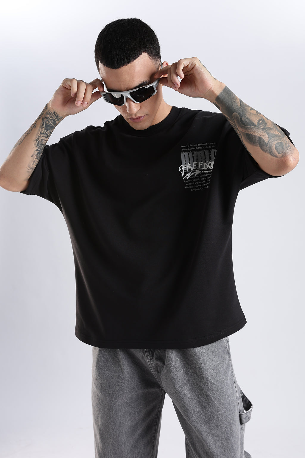 Freedom Garffetie Black Oversized Fit T-Shirt