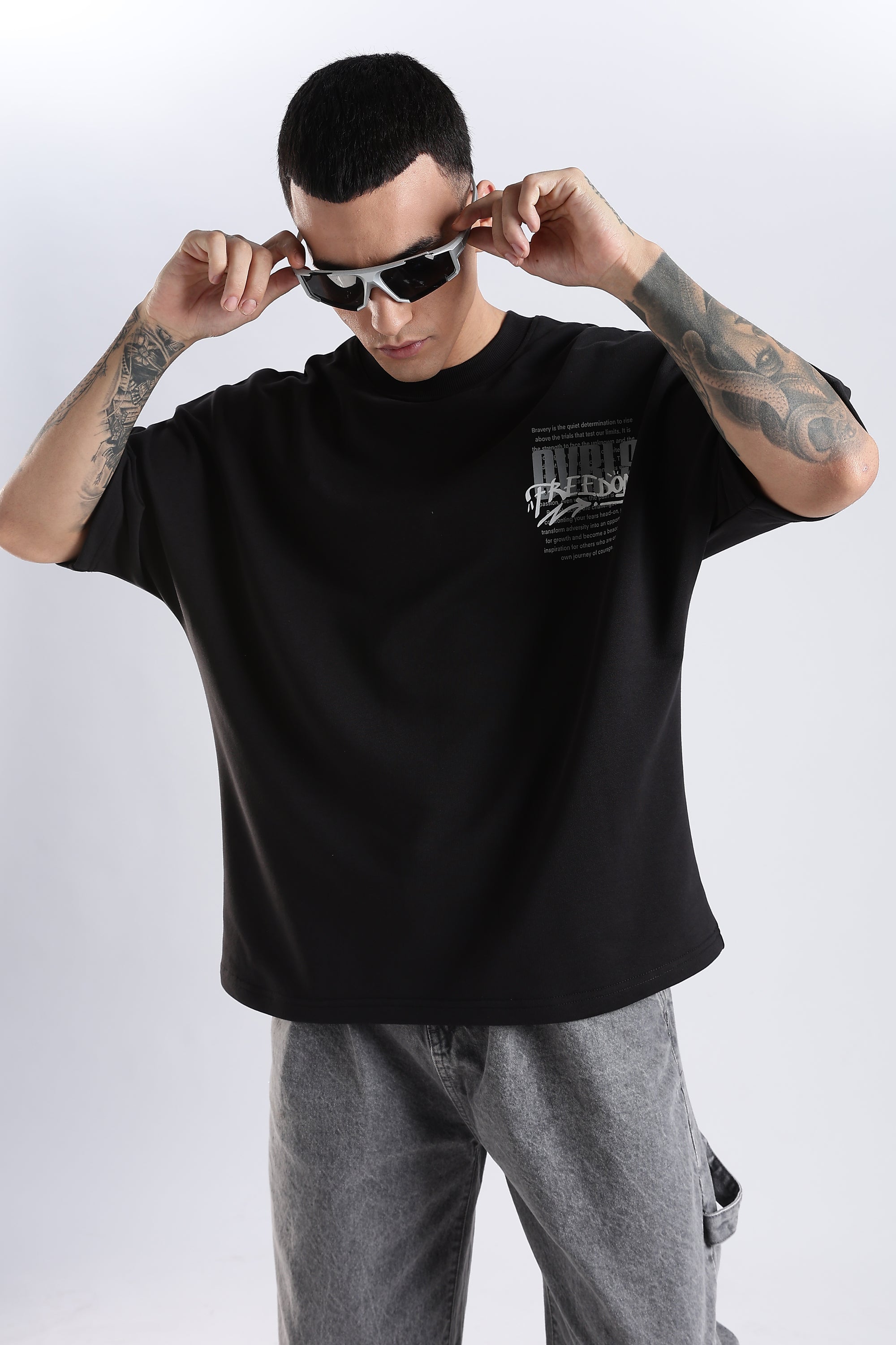 Freedom Garffetie Black Oversized Fit T-Shirt