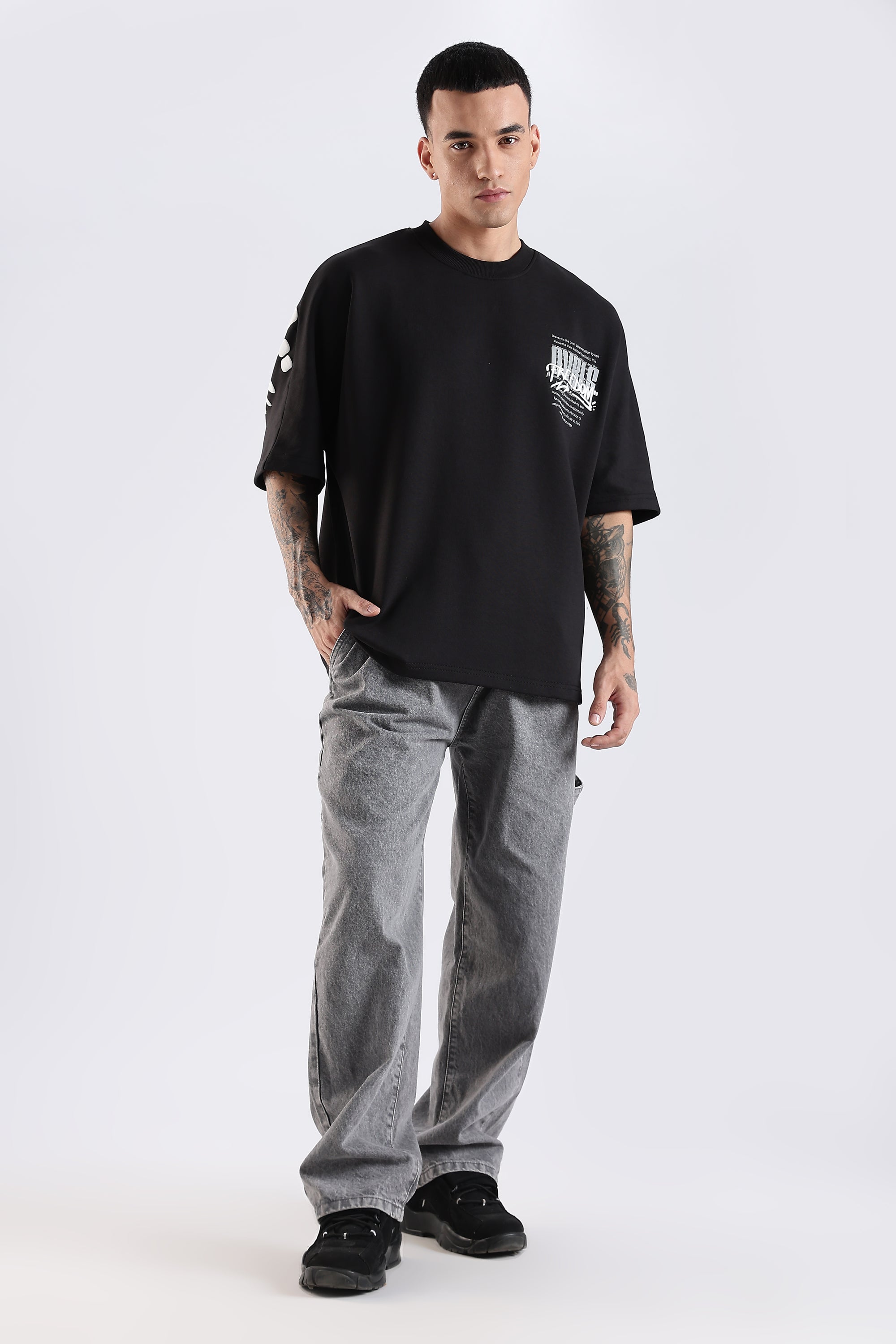 Freedom Garffetie Black Oversized Fit T-Shirt