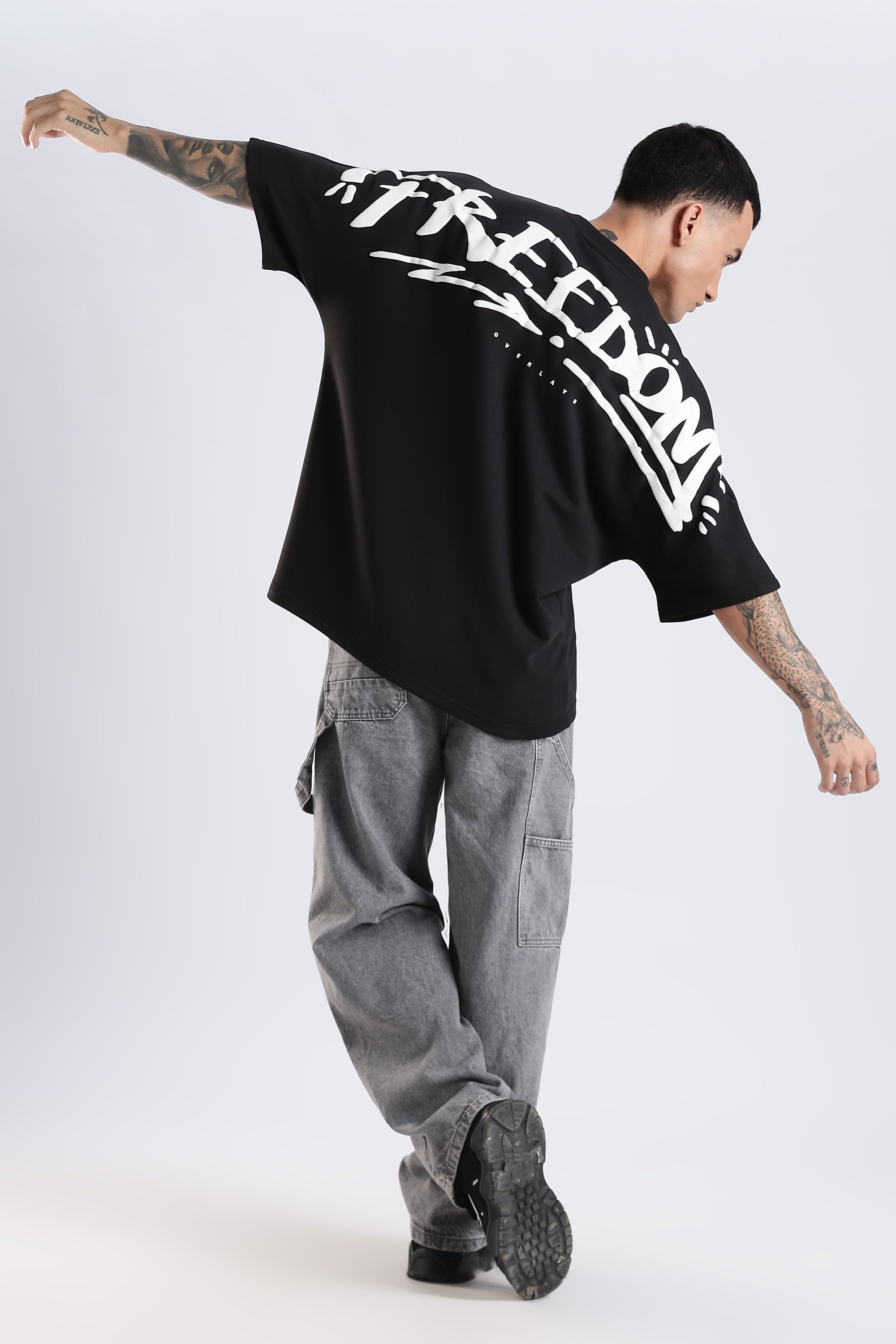 Freedom Garffetie Black Oversized Fit T-Shirt