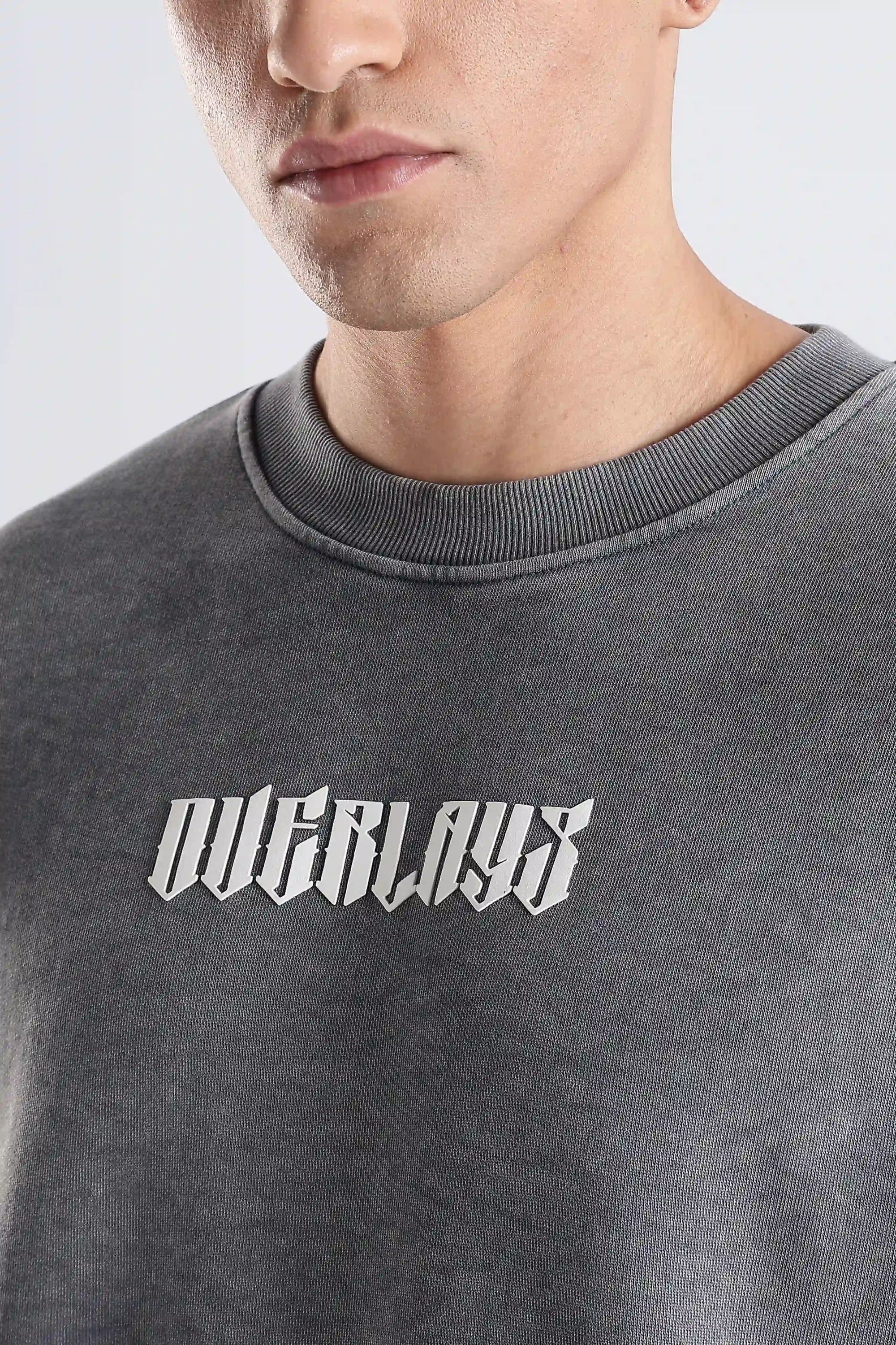Grey Blazing Wild distressed Oversized Fit T-Shirt