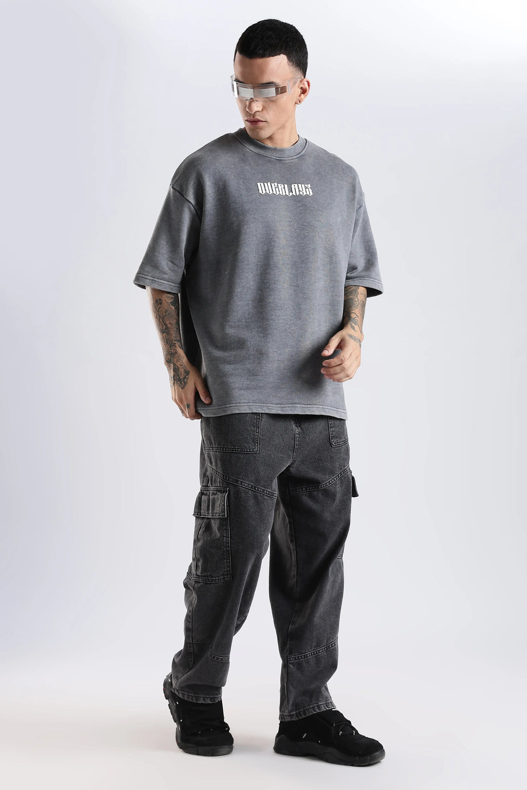 Grey Blazing Wild distressed Oversized Fit T-Shirt