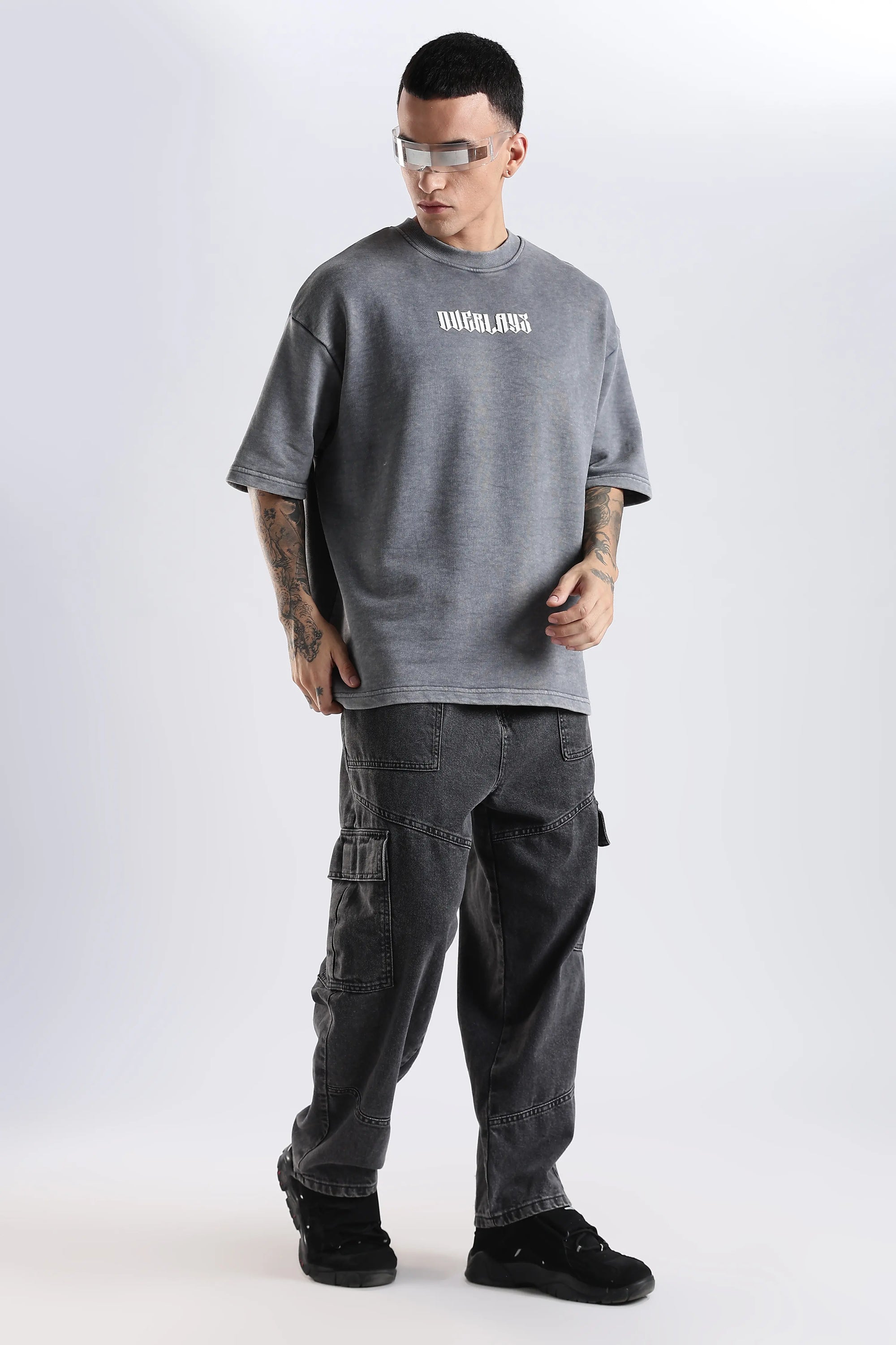 Grey Blazing Wild distressed Oversized Fit T-Shirt
