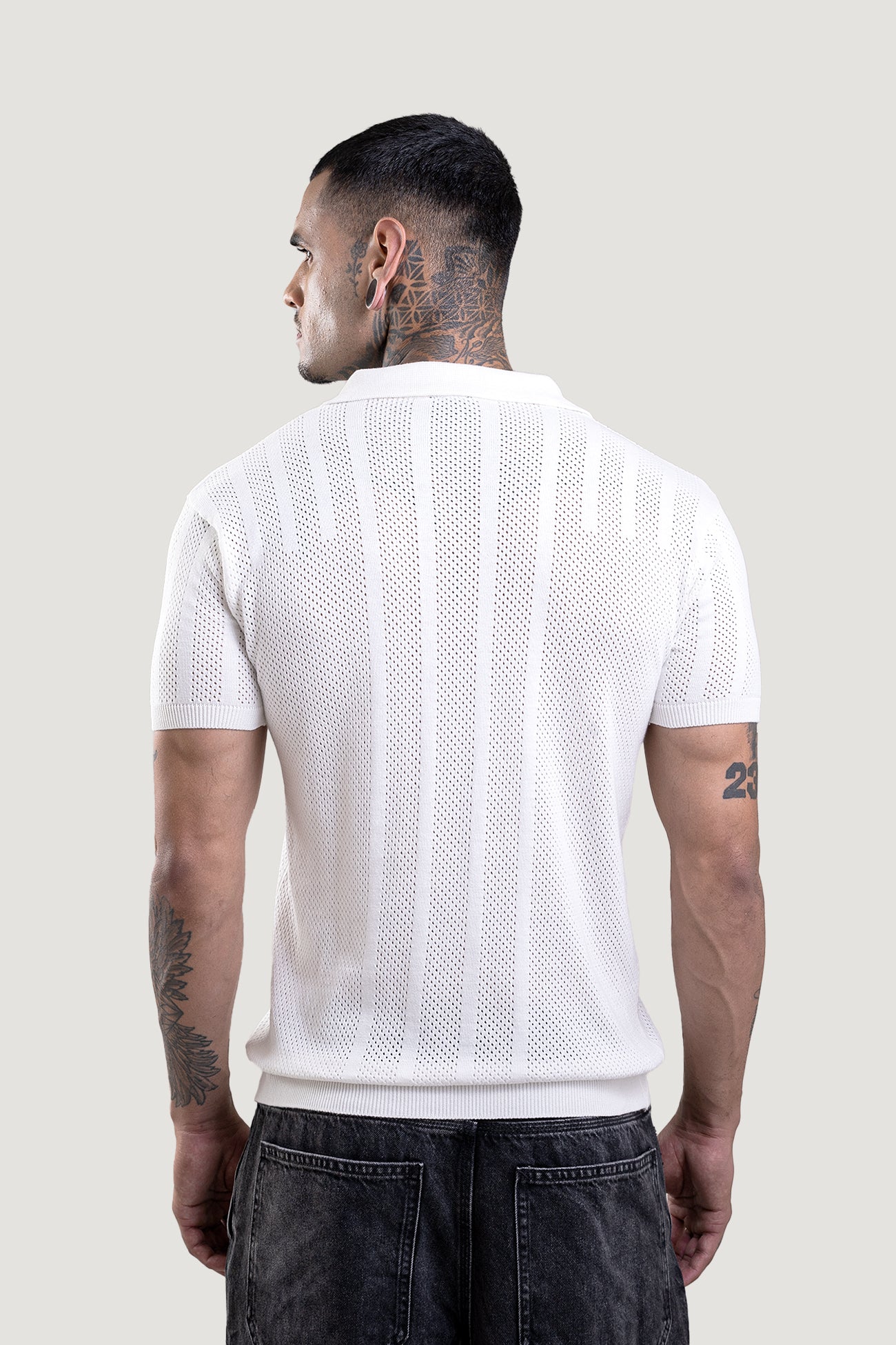 Opal White Textured Polo T-Shirt