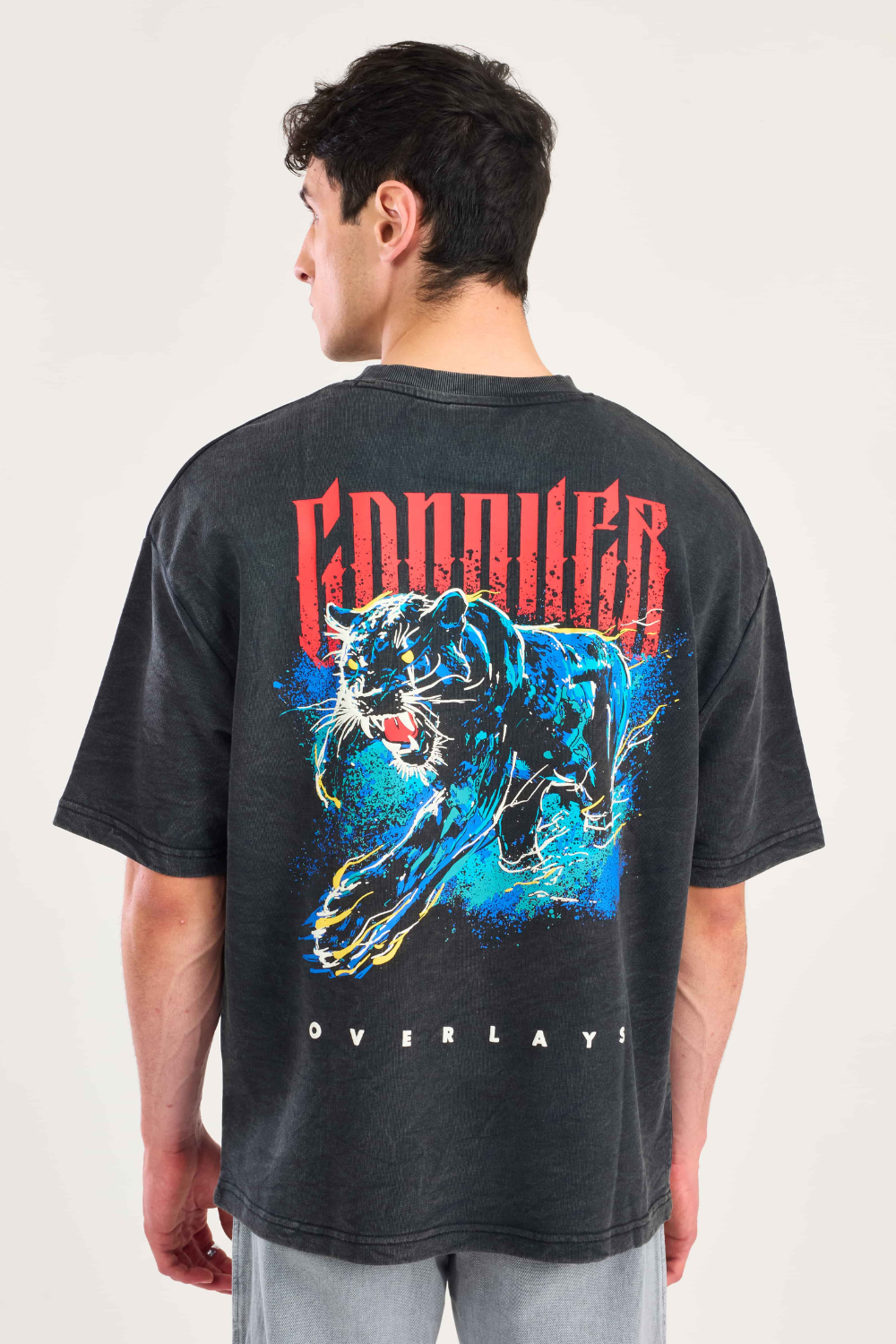 Panther Distressed Fade Heavy Weight Oversized T-Shirt