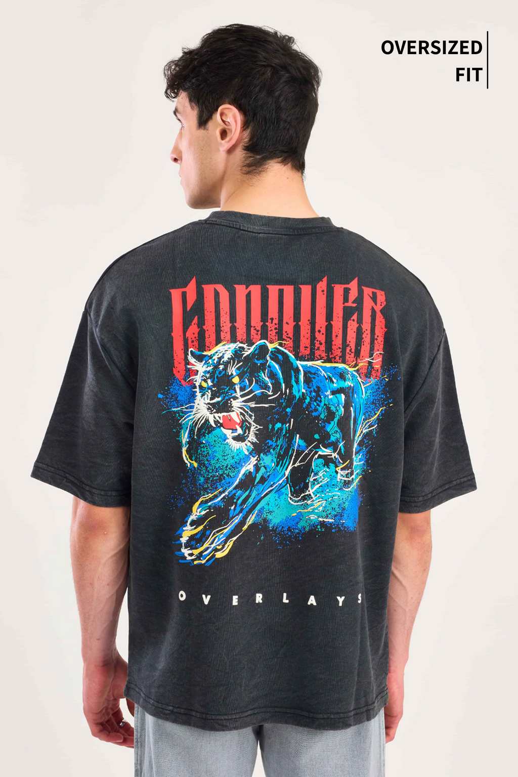 Panther Distressed Fade Heavy Weight Oversized T-Shirt