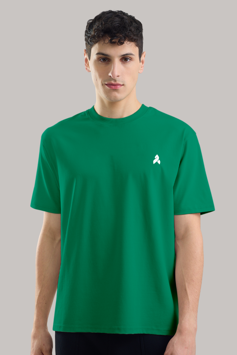 Green Plain Relaxed Fit T-Shirt