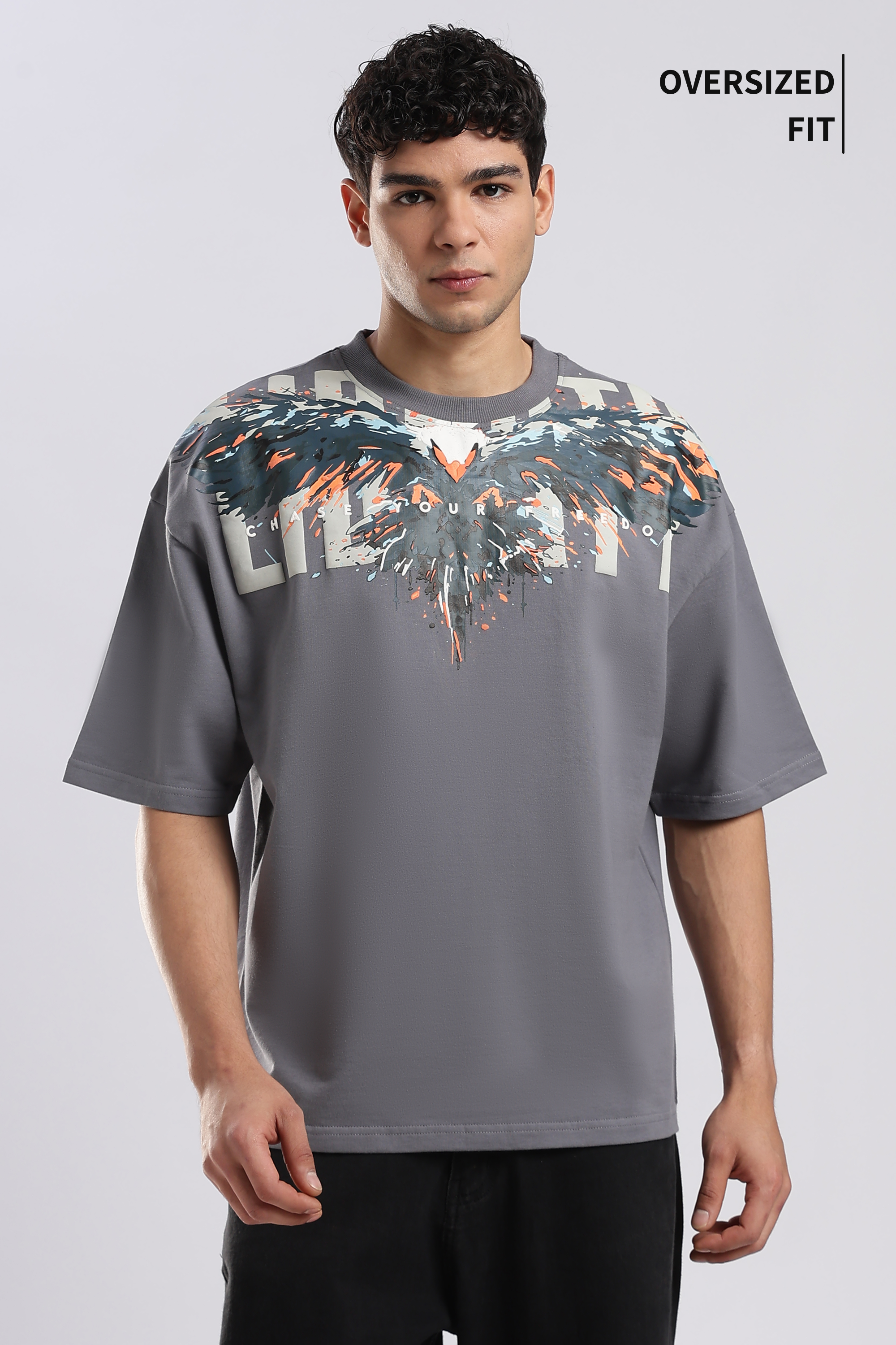 Grey Blazing Hawk Oversized T-shirt