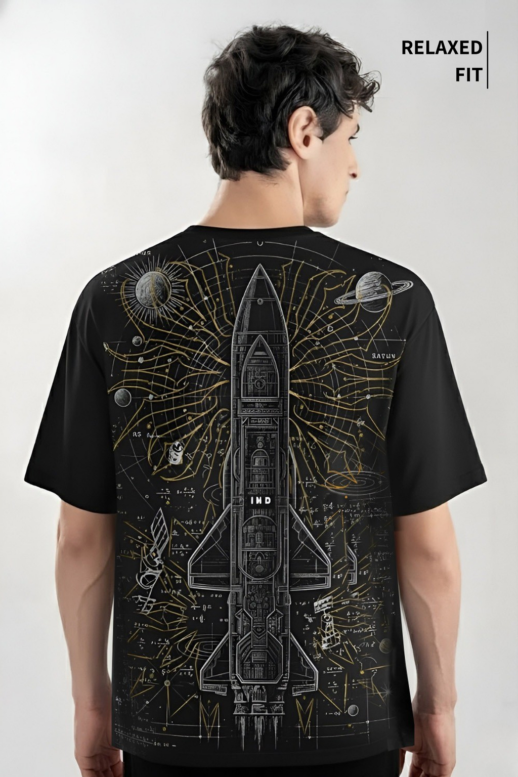 Space Explorer black relaxed fit tshirt