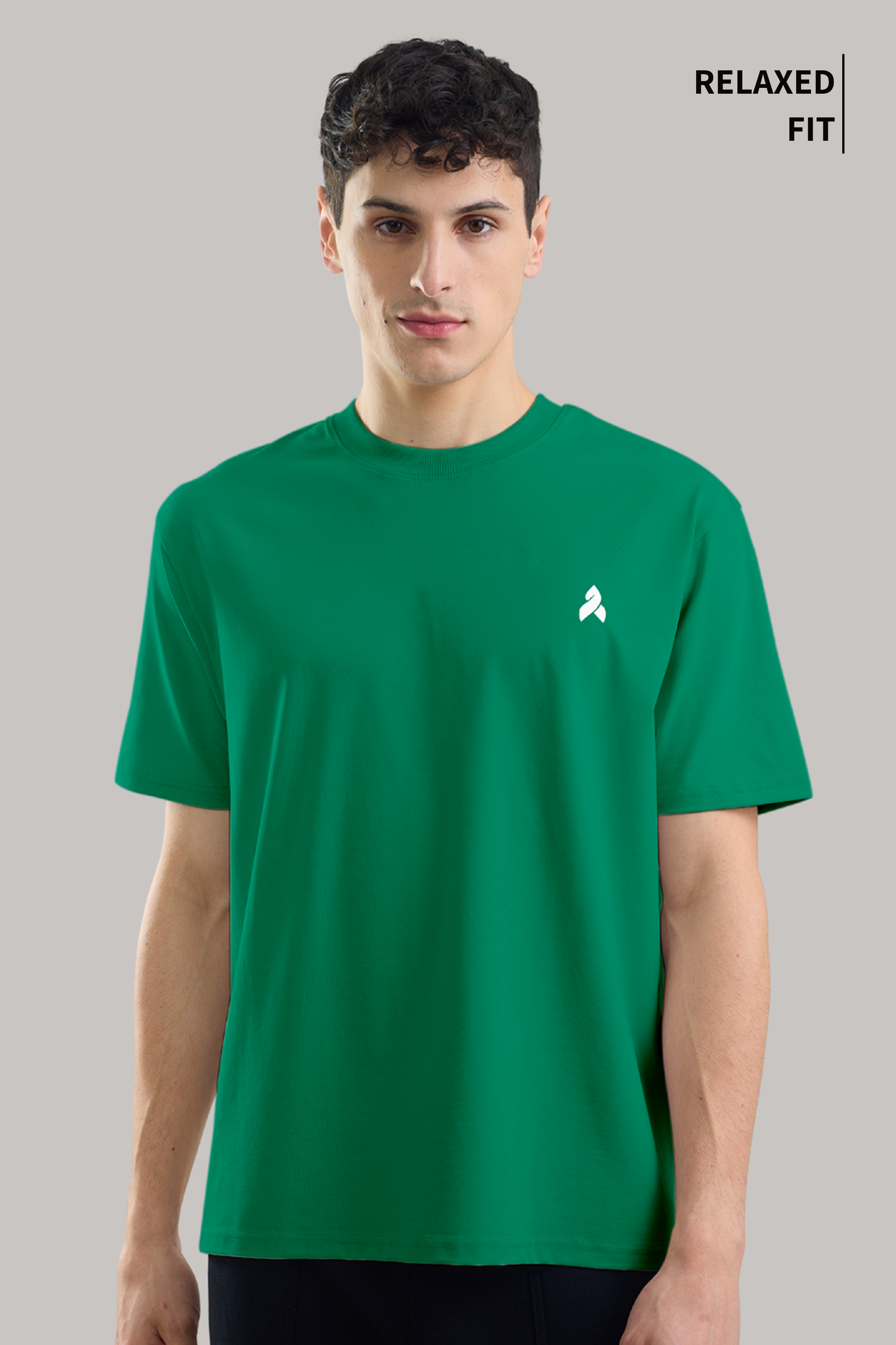 Green Plain Relaxed Fit T-Shirt