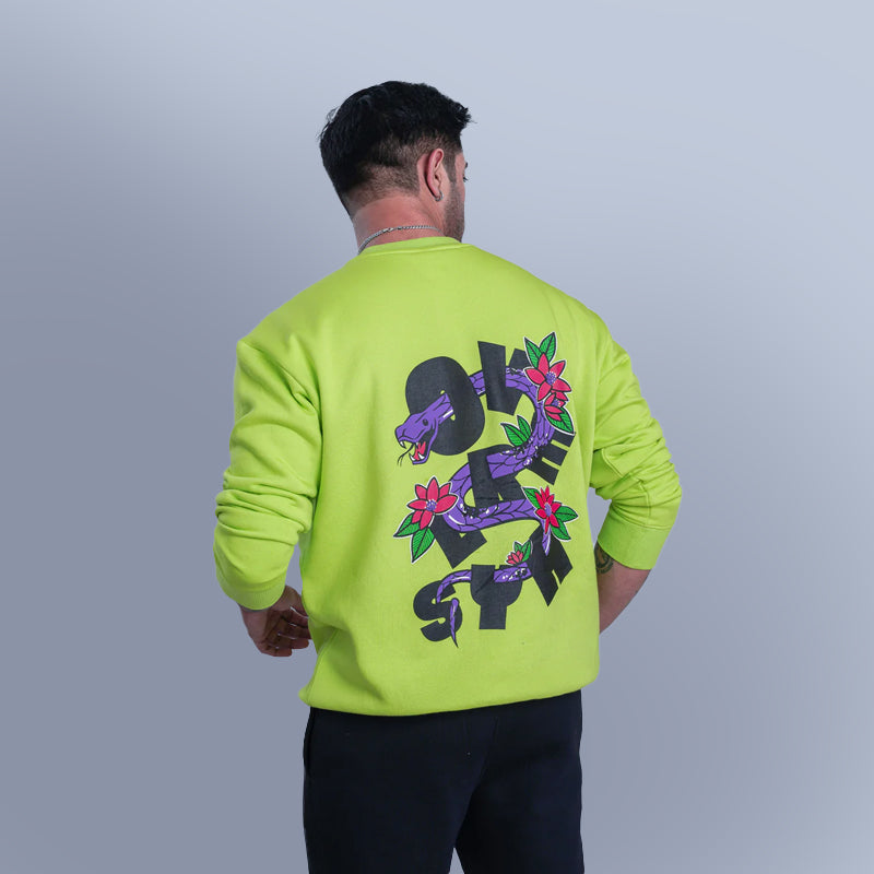 Serpent Oversized Sweatshirt - Acid Lime