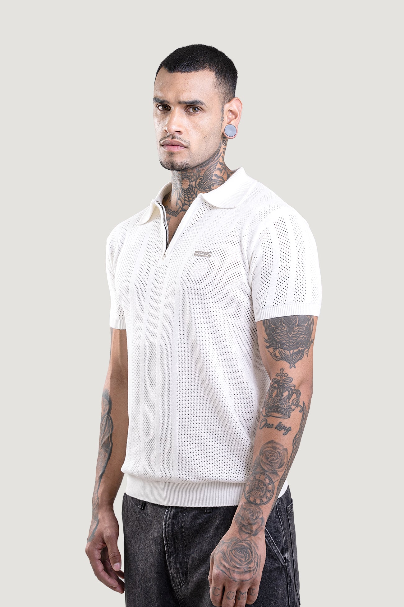 Opal White Textured Polo T-Shirt