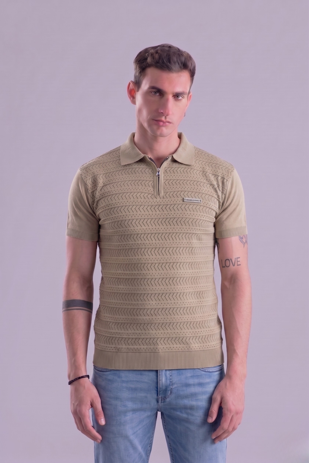 Desert Weave Tan Regular Fit Polo