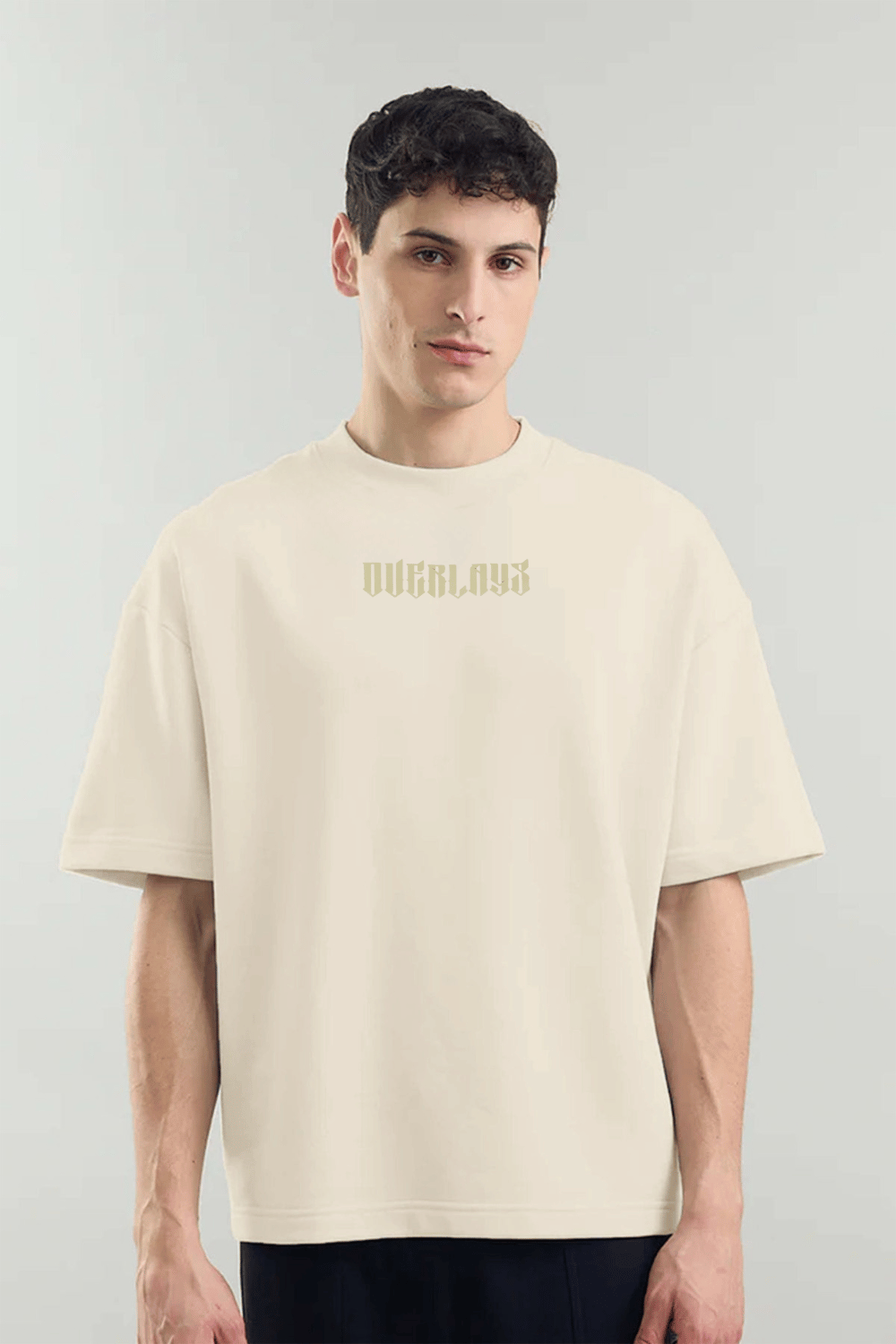 Gold Shield Wings Embroidered Black Oversized Fit T-Shirt