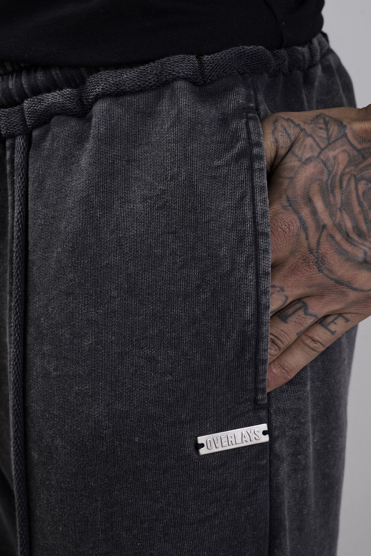 Black Distressed Raw Hem Joggers