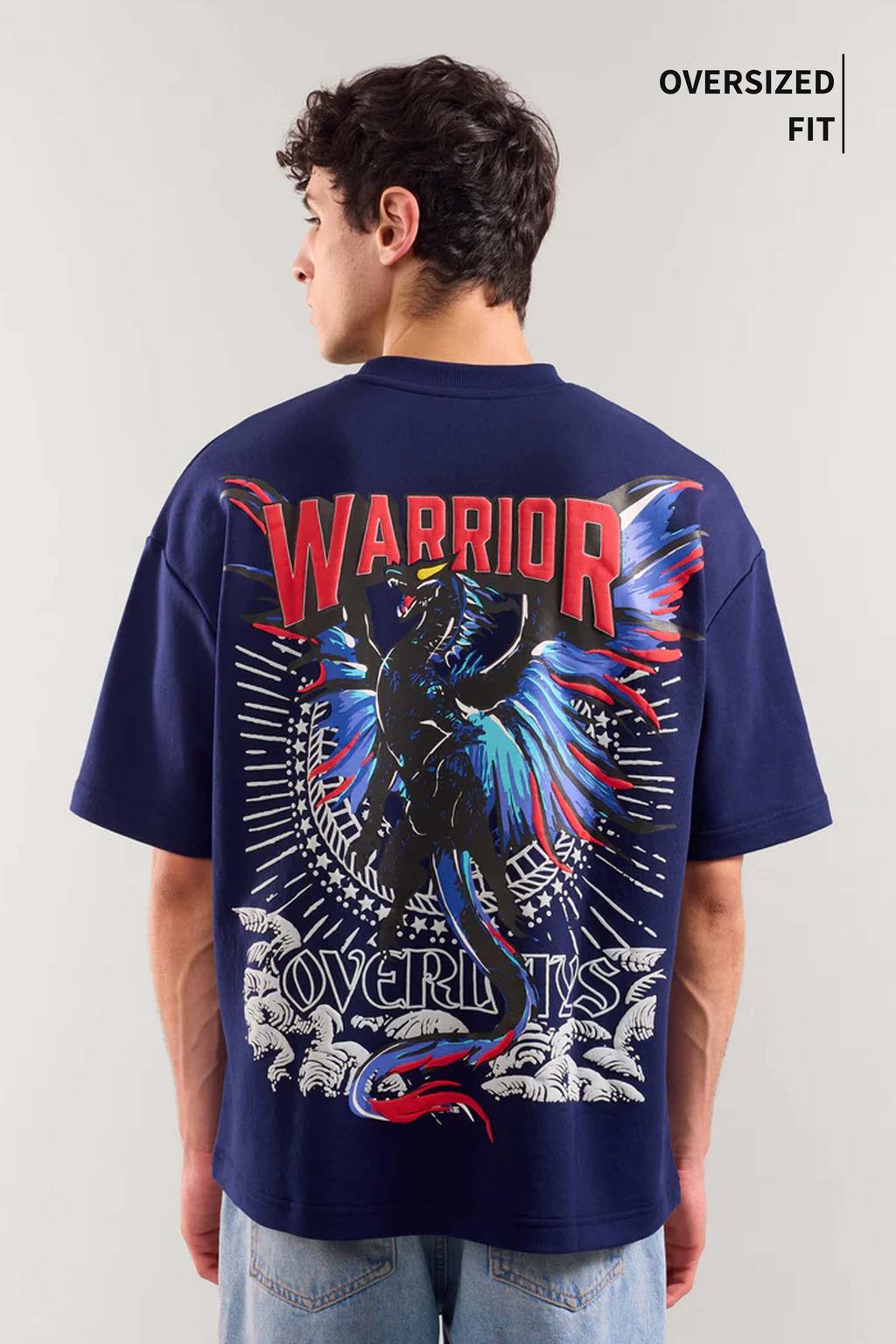 Heavy Weight Navy Warrior Arc Oversized T-shirt
