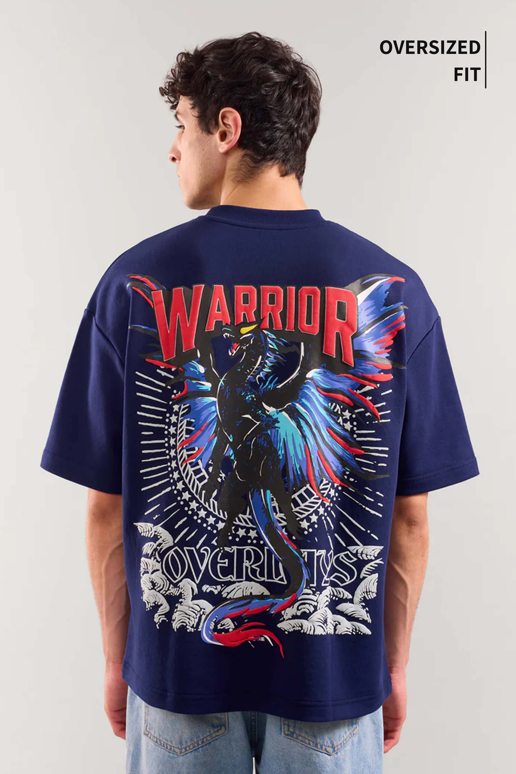 Heavy Weight Navy Warrior Arc Oversized T-shirt