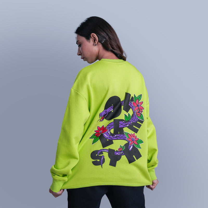 Serpent Oversized Sweatshirt - Acid Lime