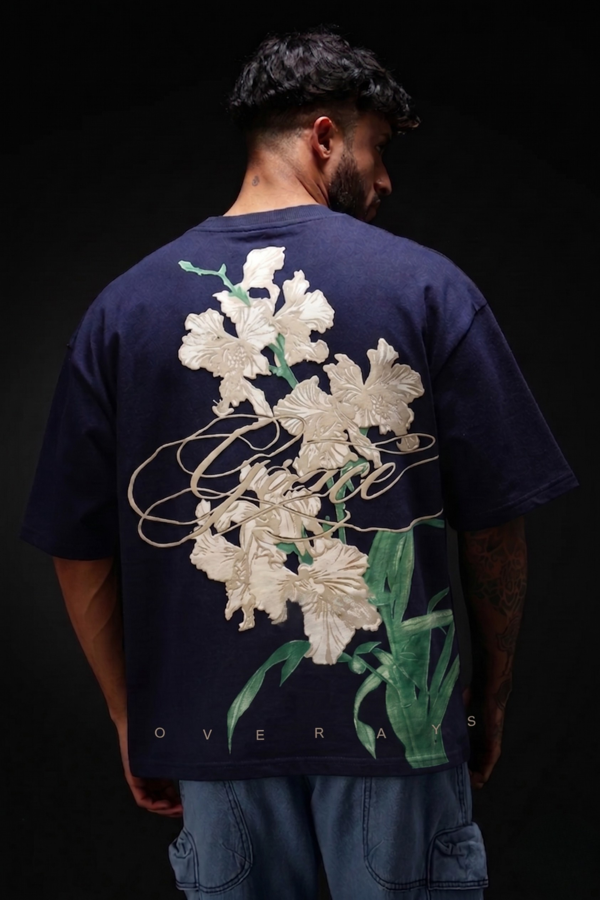 Midnight Bloom Navy Oversized T-shirt