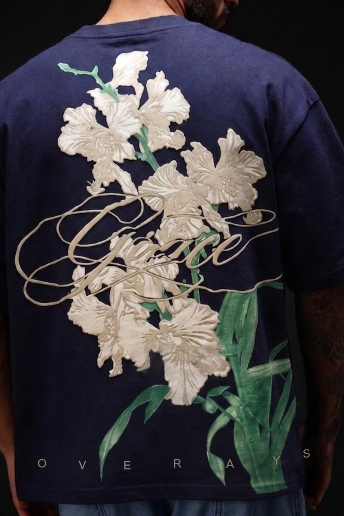 Midnight Bloom Navy Oversized T-shirt