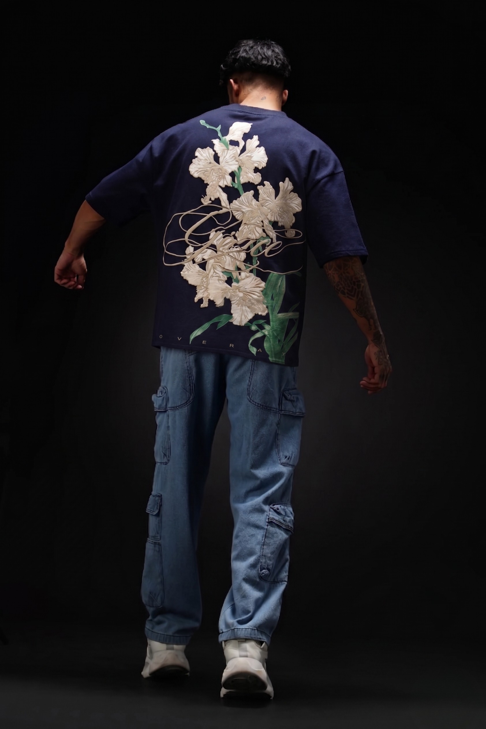 Midnight Bloom Navy Oversized T-shirt