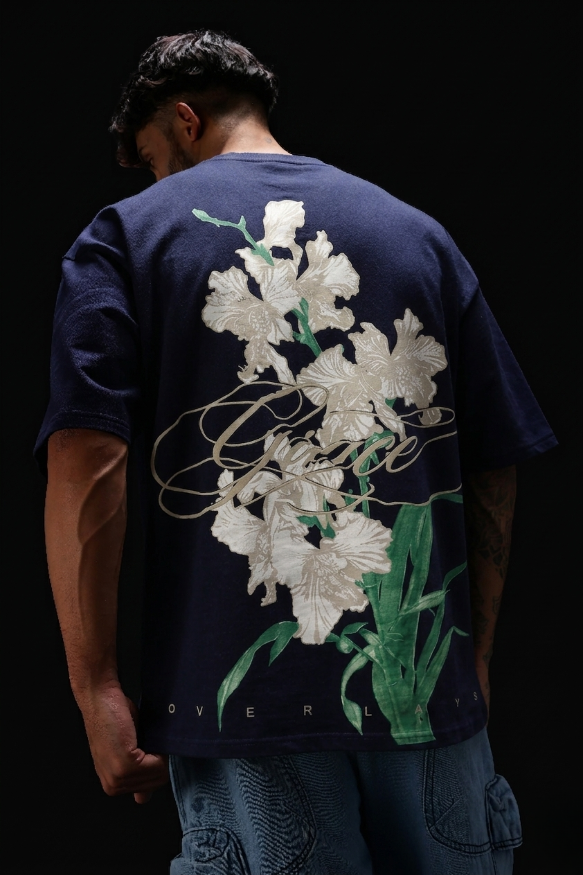 Midnight Bloom Navy Oversized T-shirt