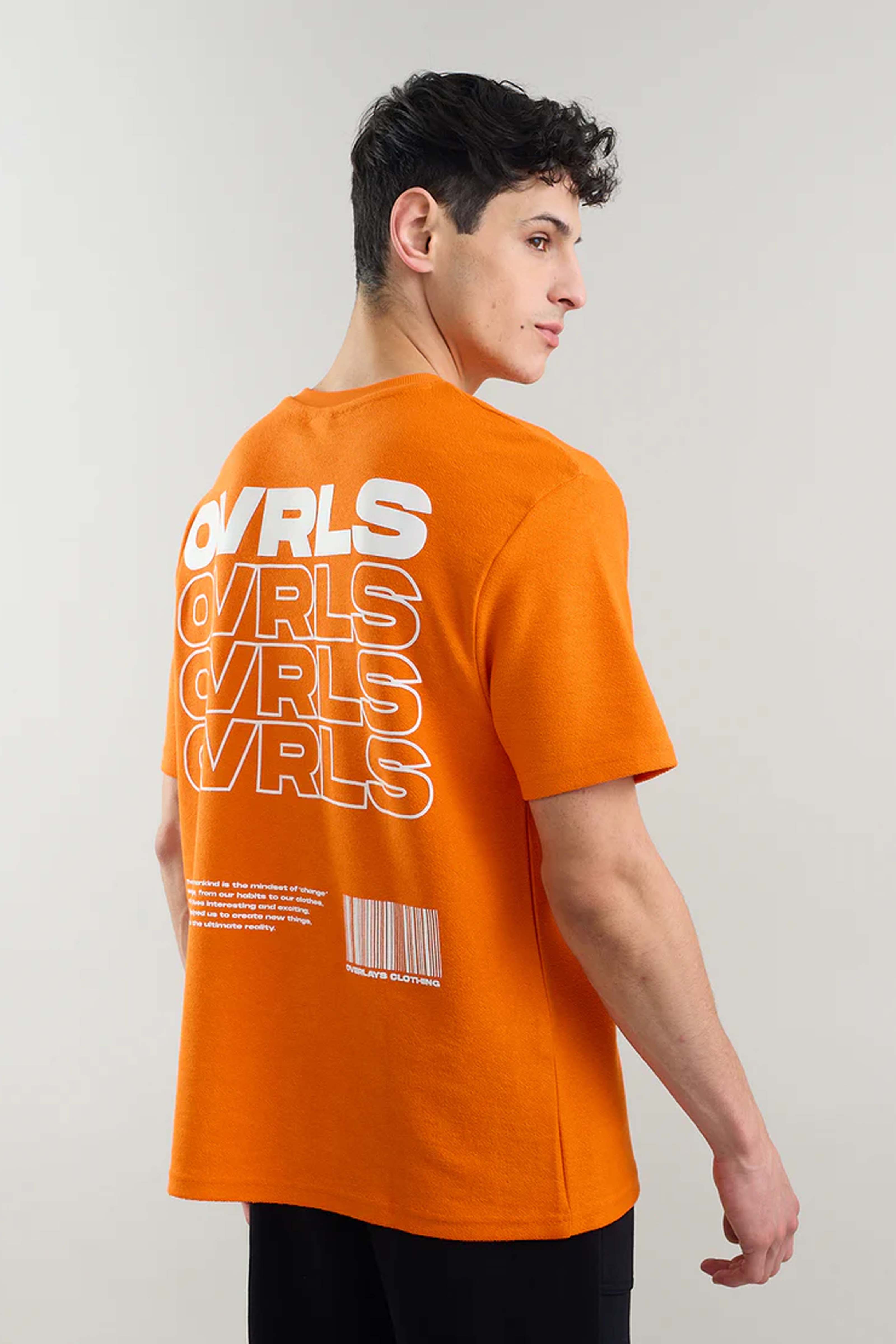 Textured Heavy Weight OVRLS Relaxed fit T-shirt - Tangerine