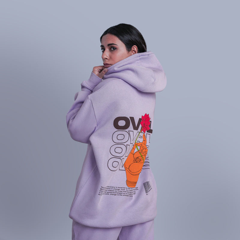 The Bloom Oversized Hoodie- Digital Lavender