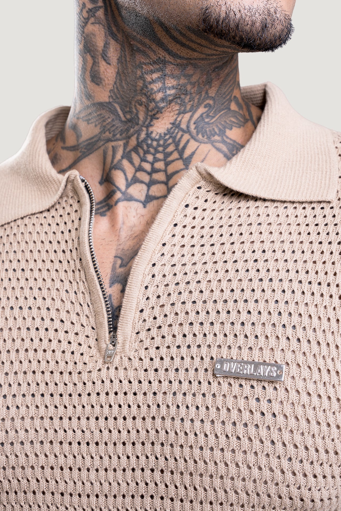 Honey Combe Beige Textured Polo T-Shirt