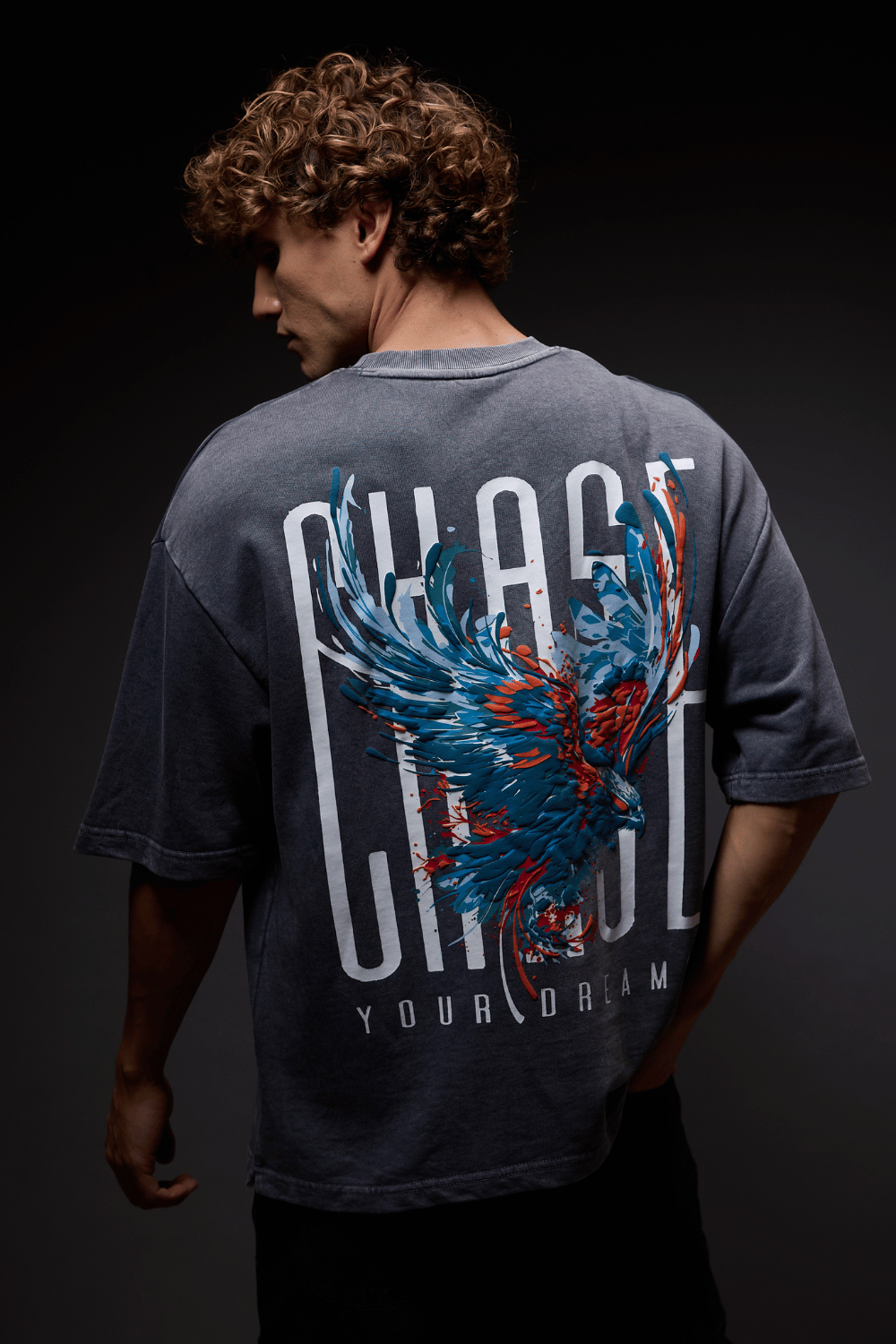 Chase Grey Distressed Heavy Weight Oversized Fit T-Shirt