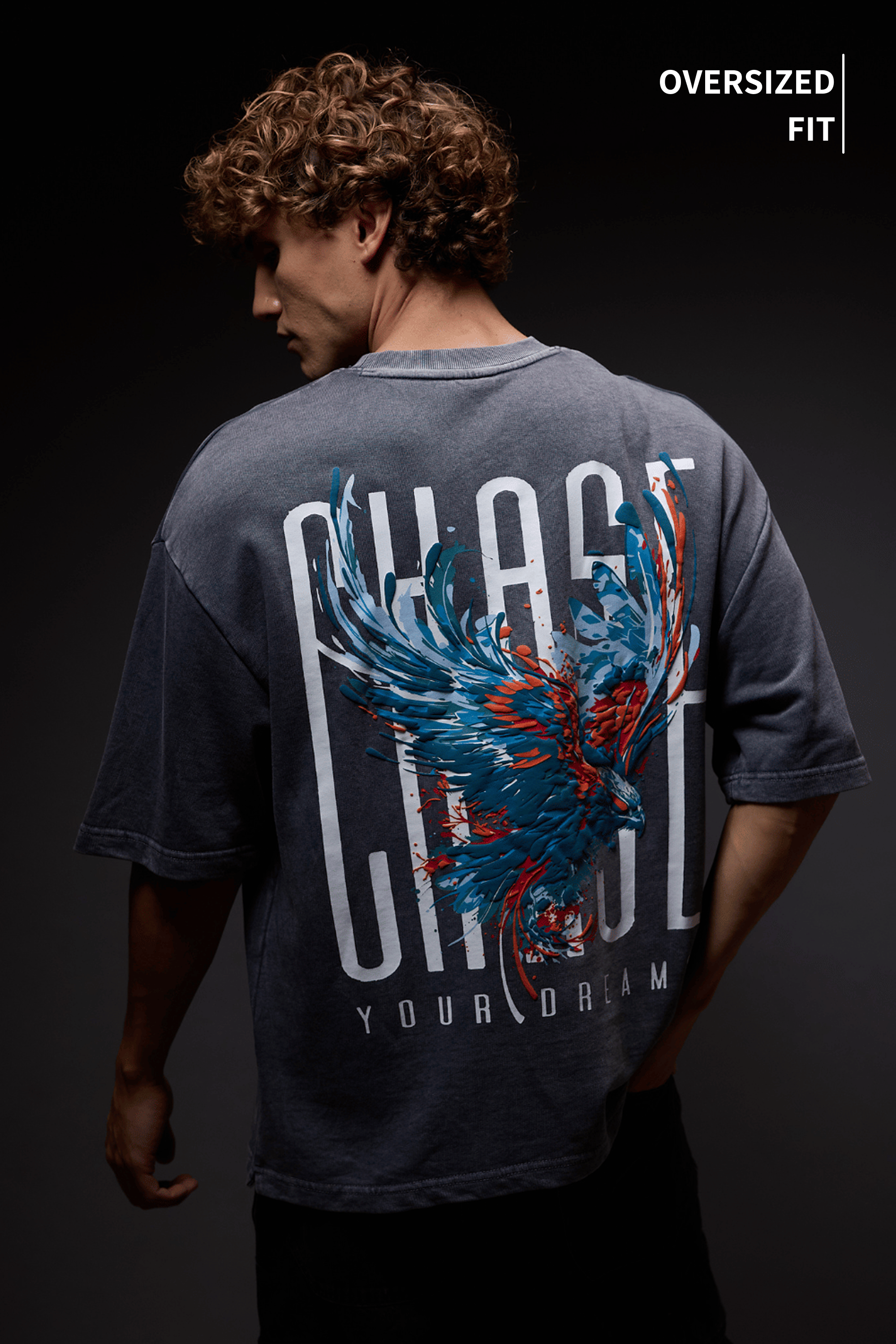 Chase Grey Distressed Heavy Weight Oversized Fit T-Shirt