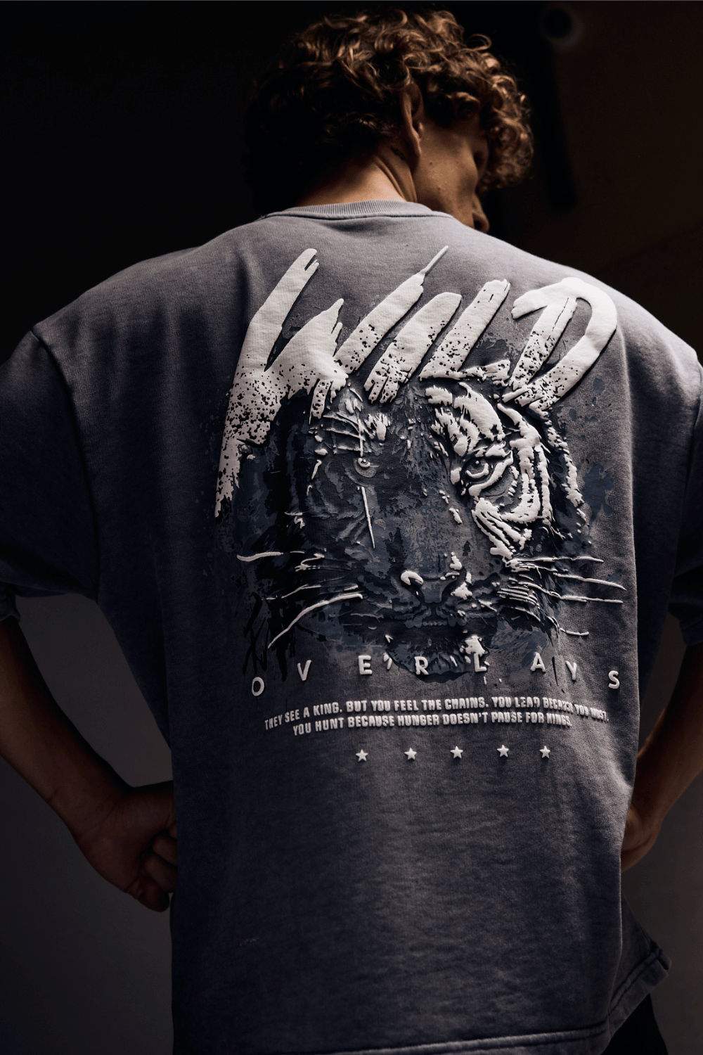 Grey Blazing Wild distressed Oversized Fit T-Shirt