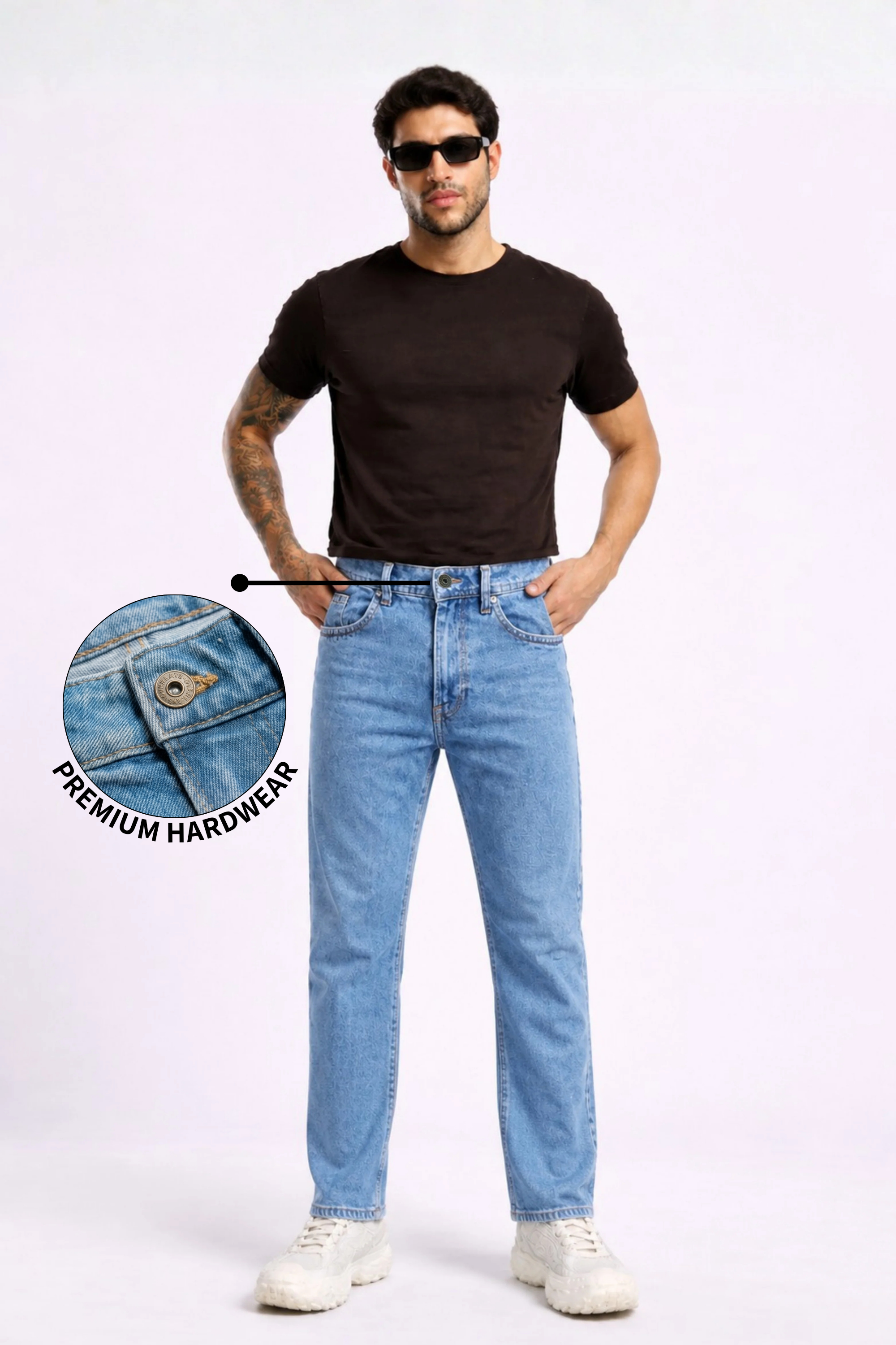 Blue Drift Washed Straight Fit Denim