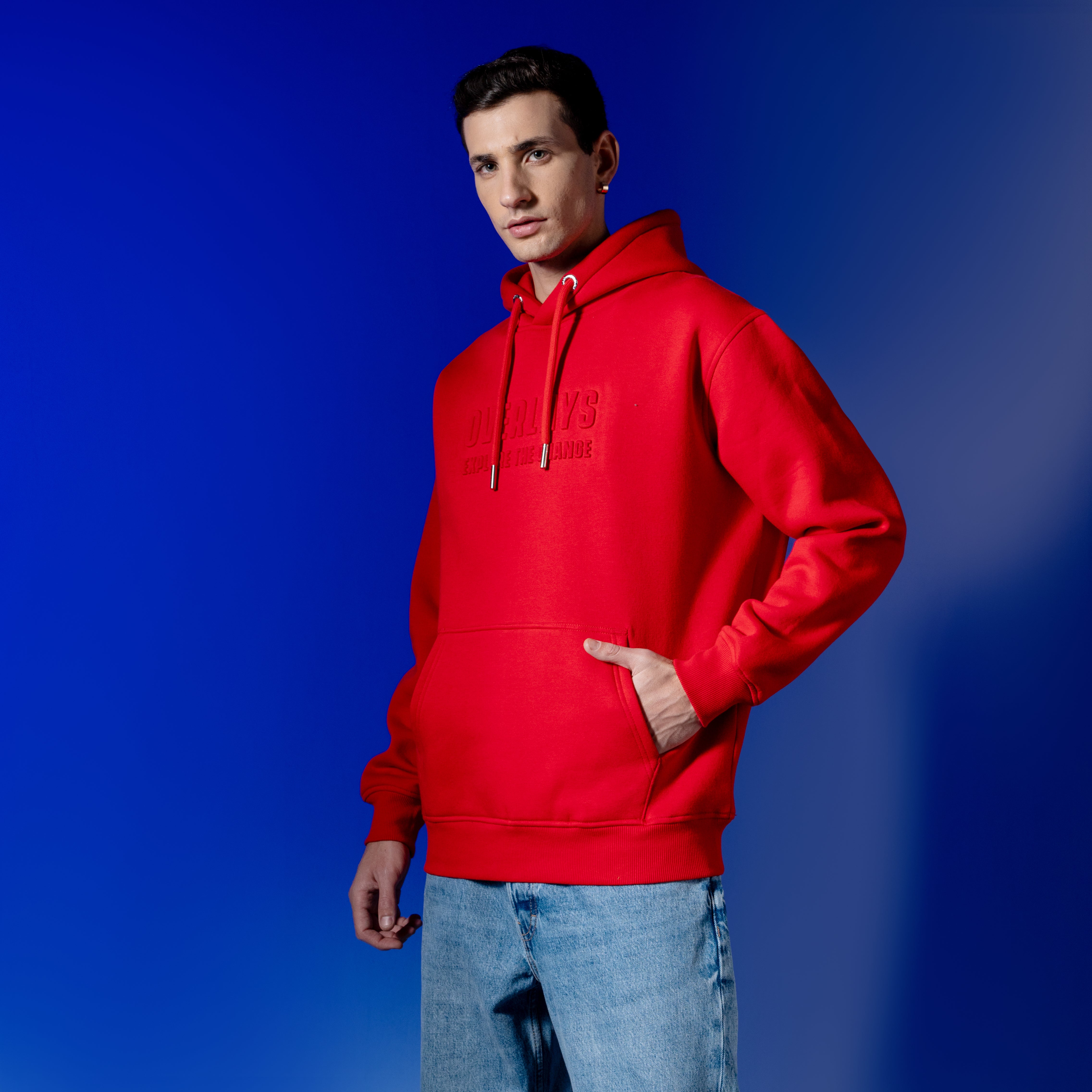 Red Embossed Hoodie