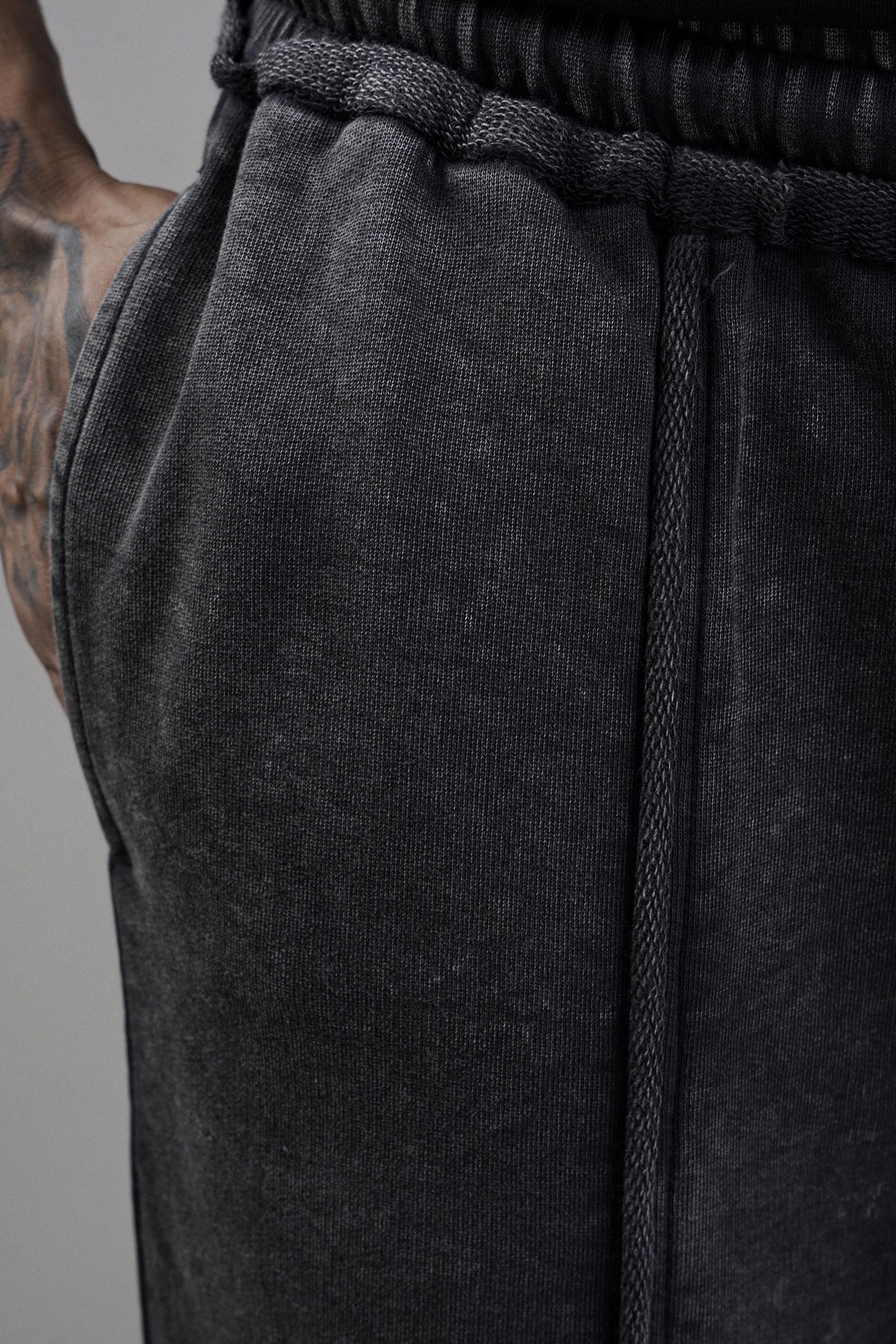 Black Distressed Raw Hem Joggers