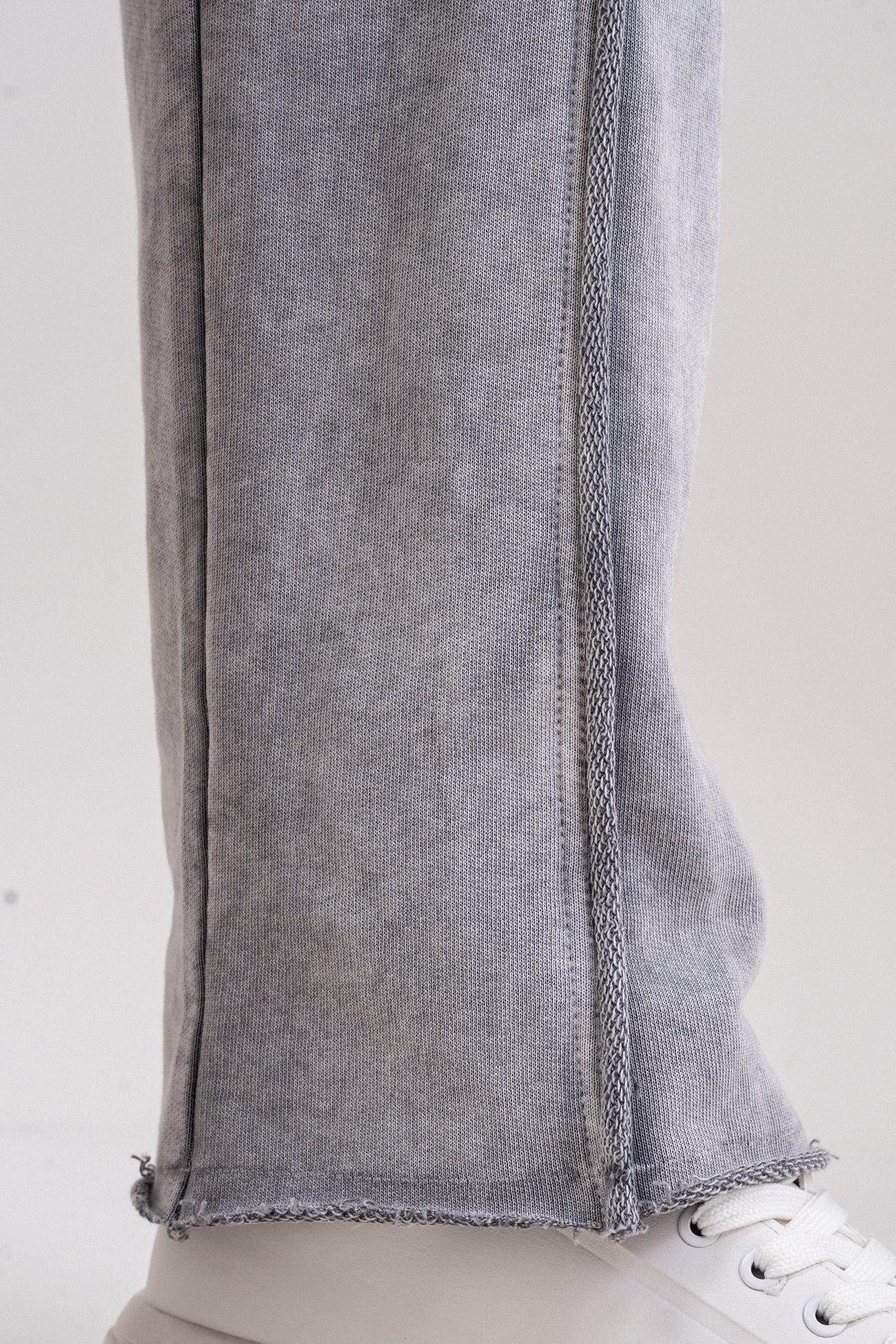 Grey Distressed Raw Hem Joggers