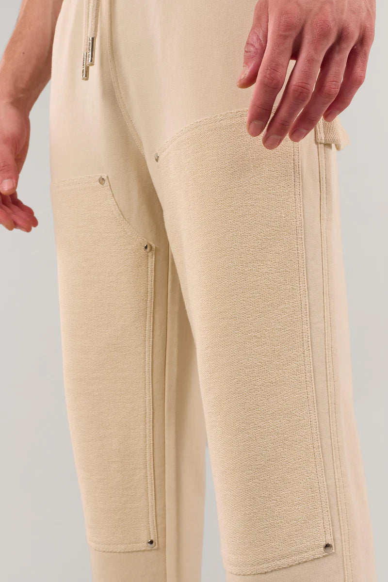 Beige Stud Straight Fit Joggers