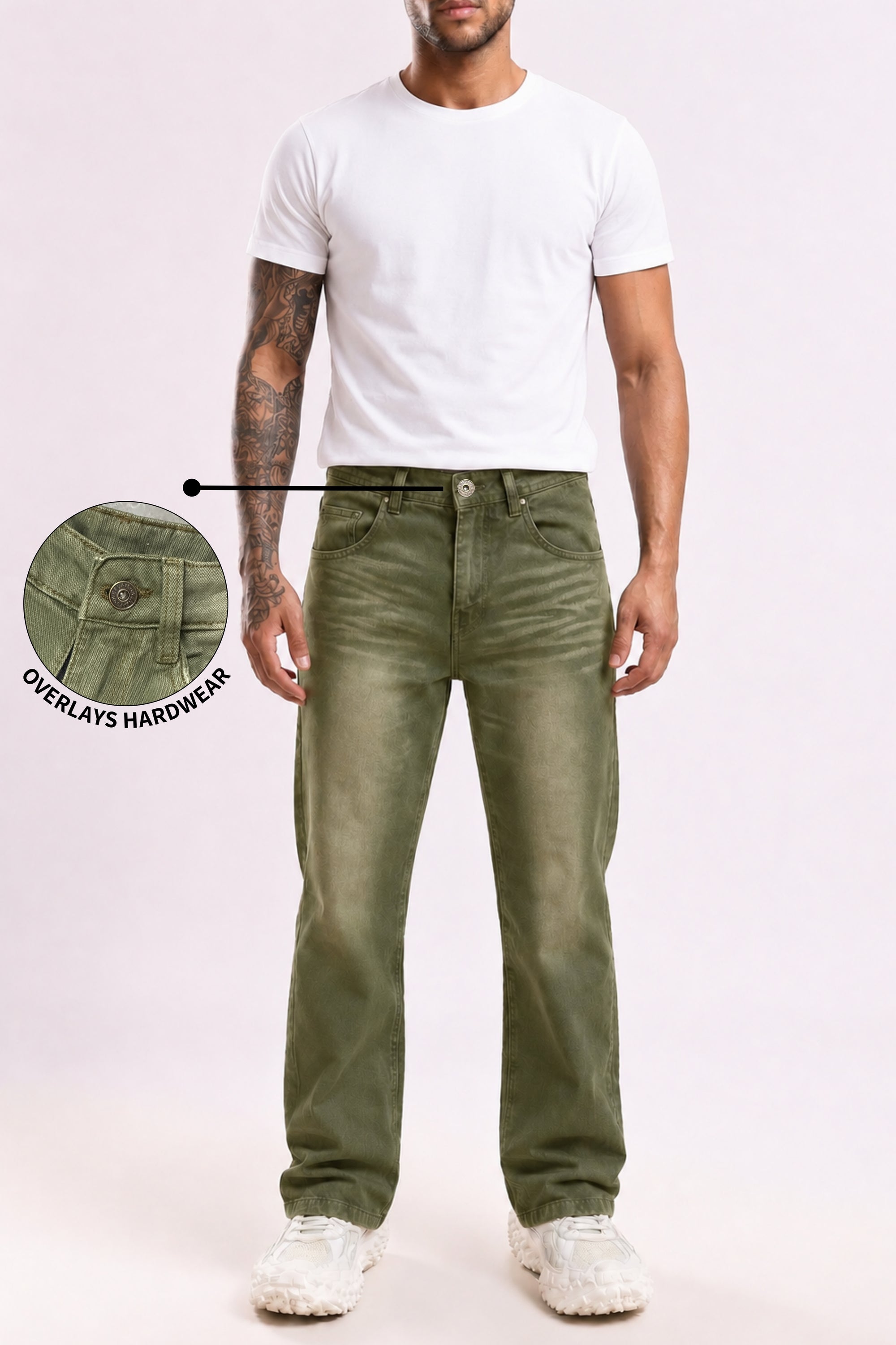 Ivy Wash Green Distressed Baggy Denim