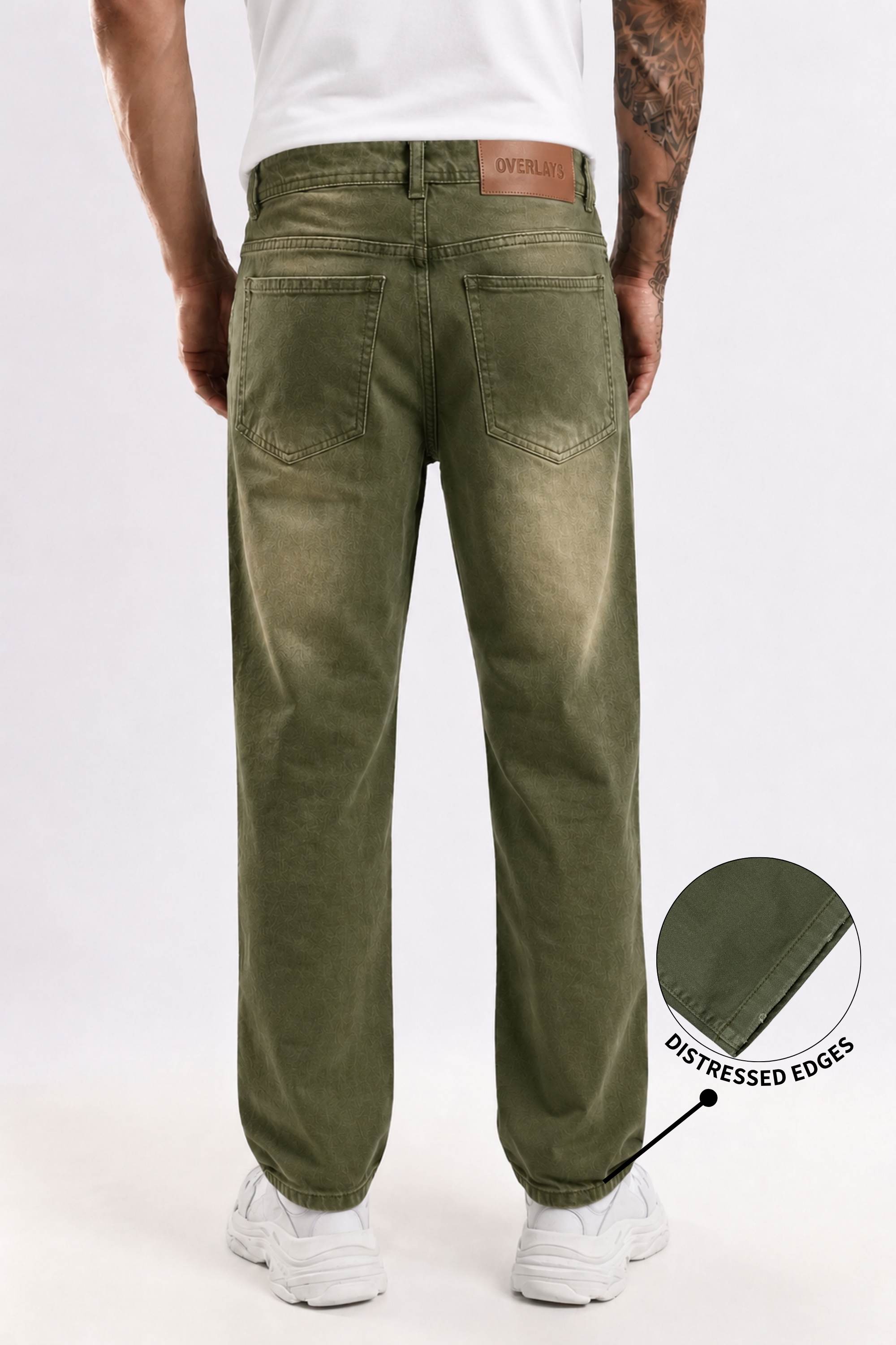 Ivy Wash Green Distressed Baggy Denim