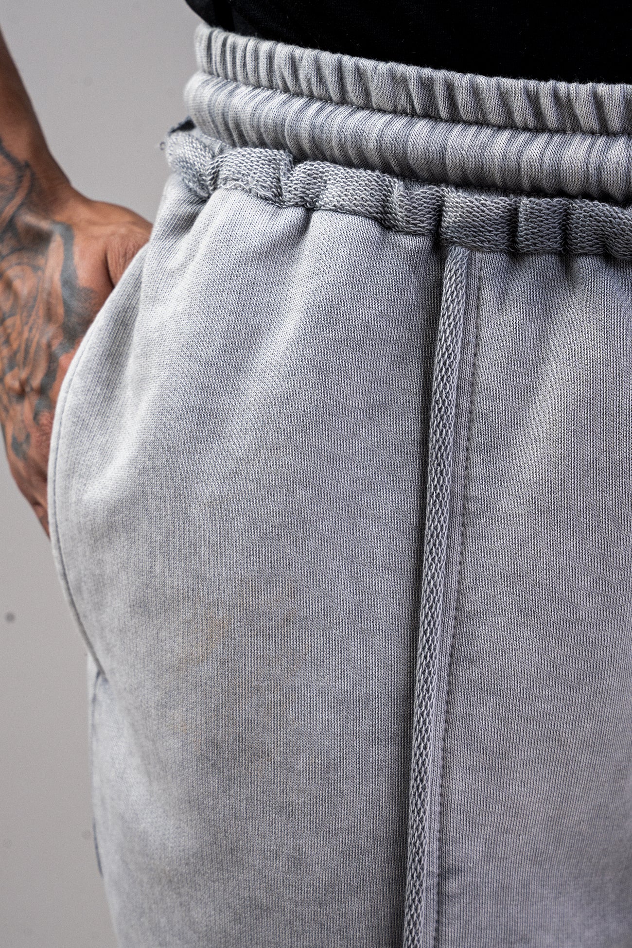 Grey Distressed Raw Hem Joggers