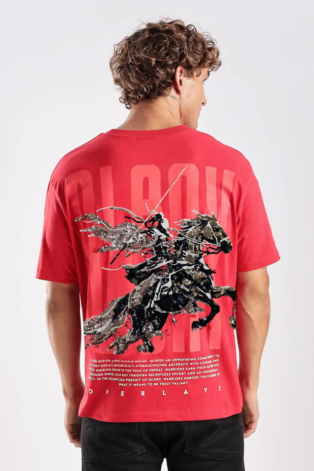 Embroidered Glory Arc Relaxed Fit T-Shirt - 100% Cotton
