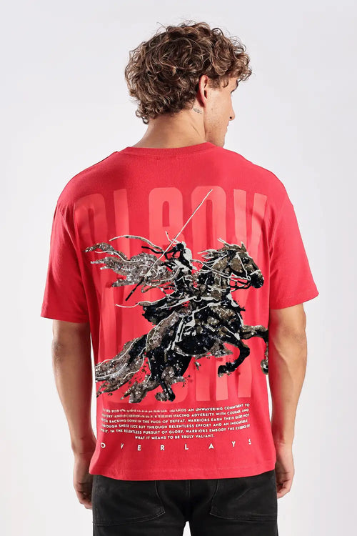 Embroidered Glory Arc Relaxed Fit T-Shirt - 100% Cotton
