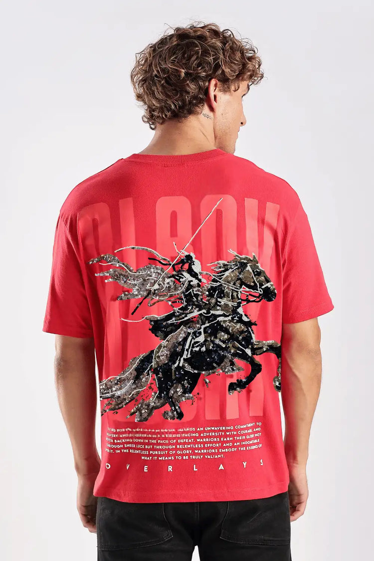 Embroidered Glory Arc Relaxed Fit T-Shirt - 100% Cotton