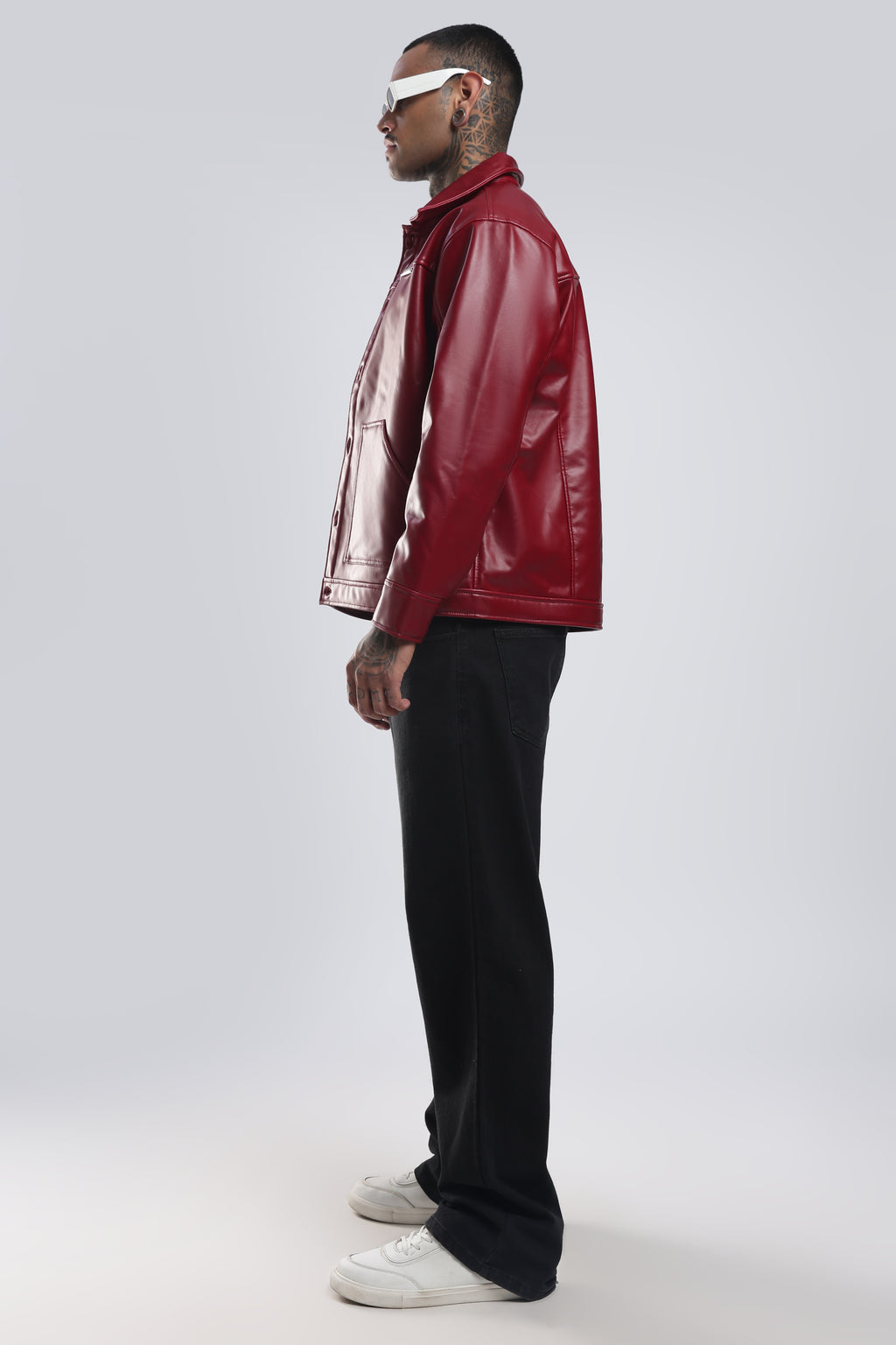Cherry Drift Faux Leather Jacket