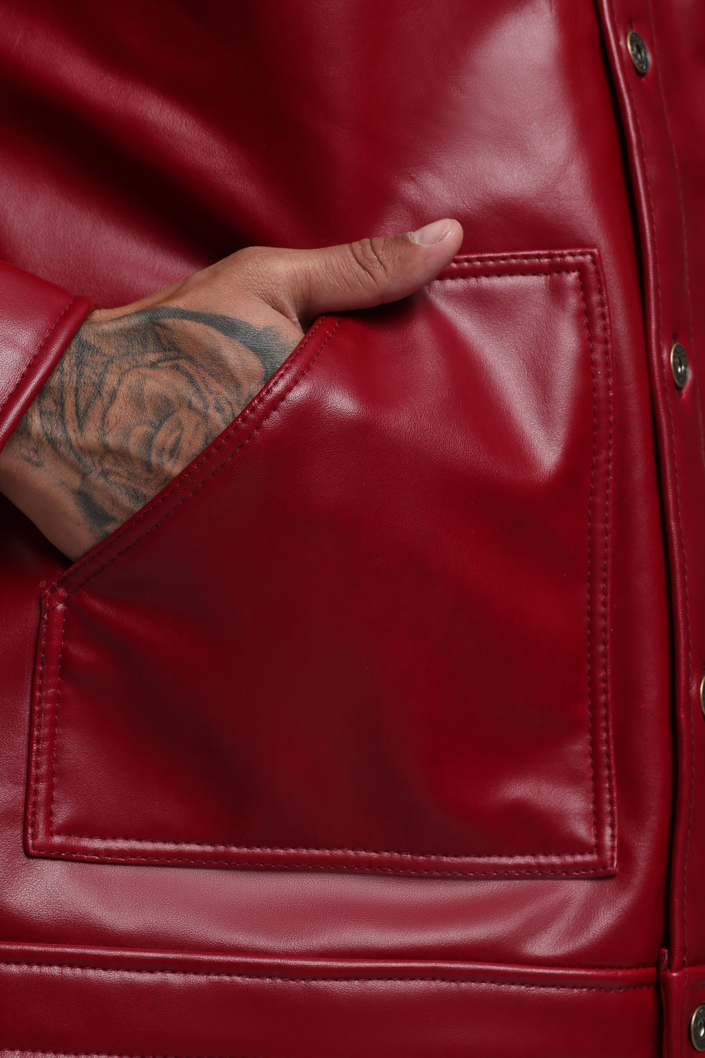 Cherry Drift Faux Leather Jacket