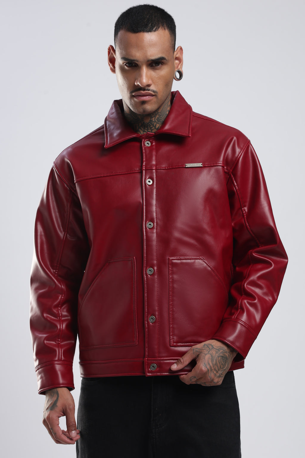 Cherry Drift Faux Leather Jacket